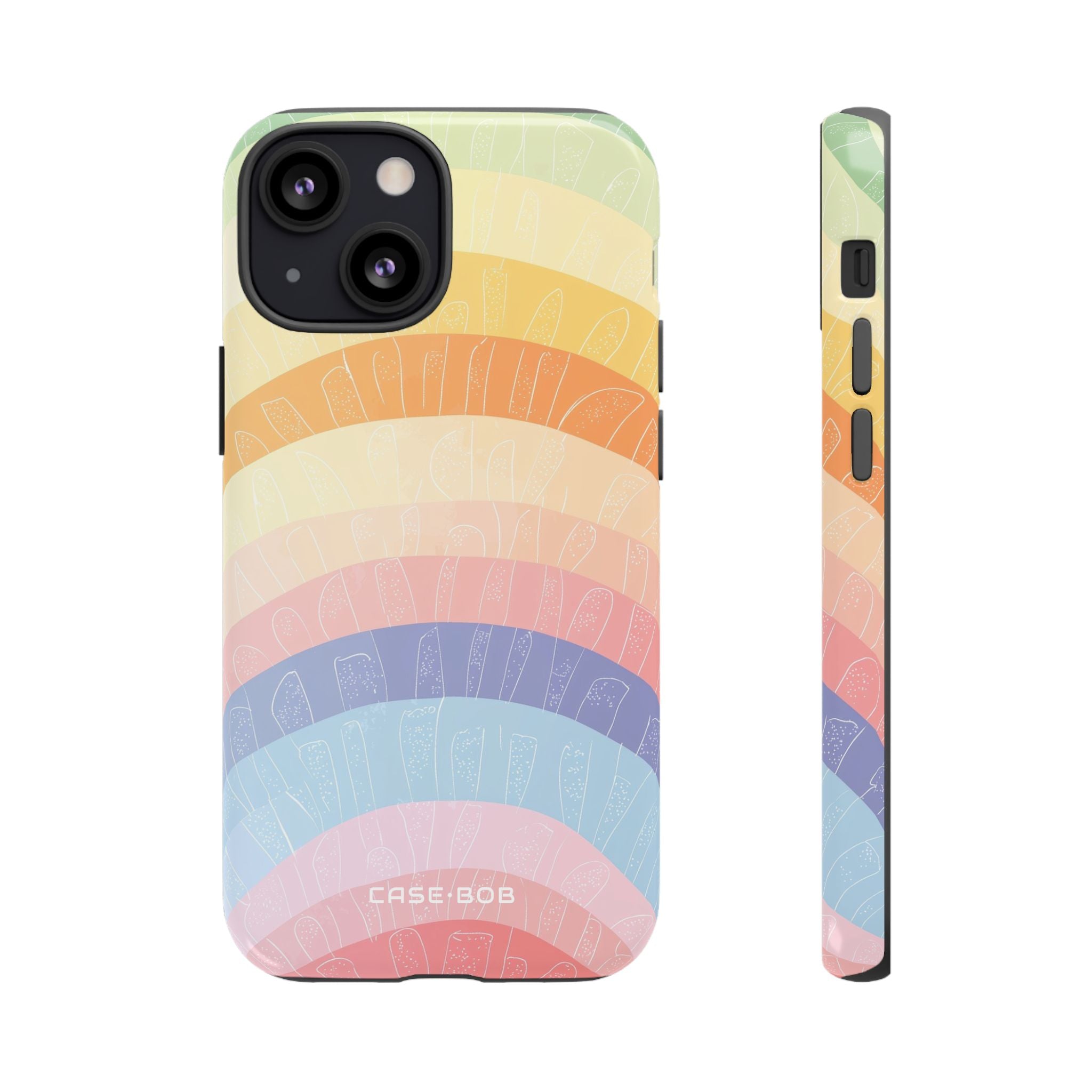 Pastel Rainbow Bands iPhone 13 Mini Case - Tough