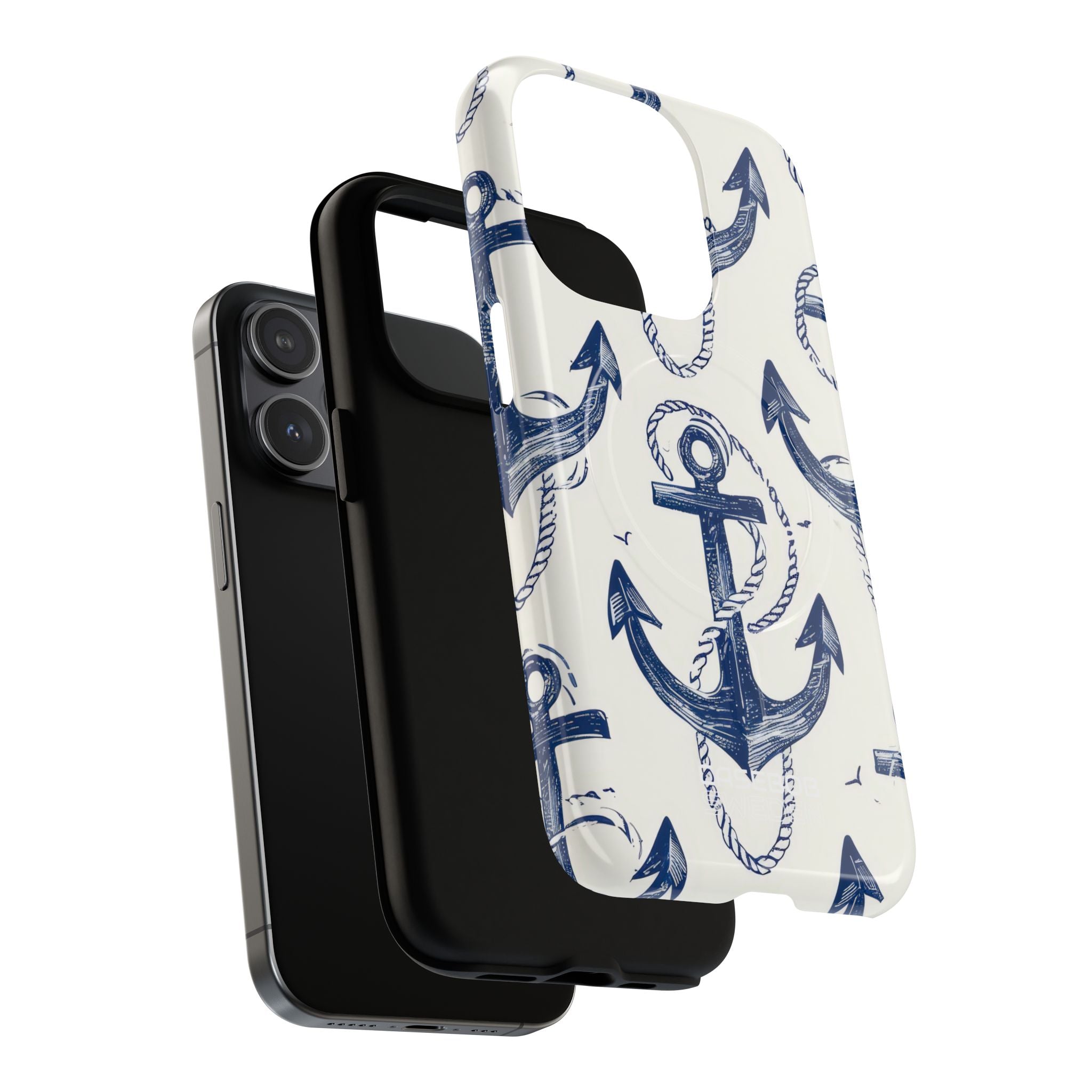 Navy Anchor Tapestry iPhone 15 - Tough+