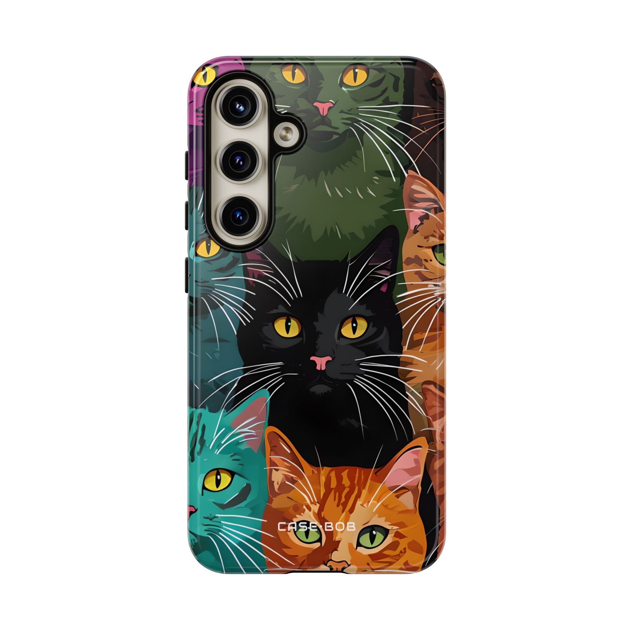 Teal Cat Grid Samsung S24 Case - Tough