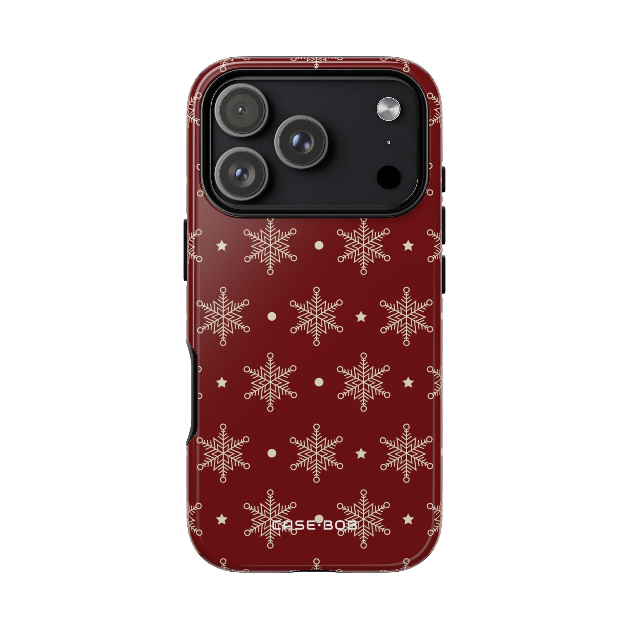 Cream Snowflake Crimson iPhone 17 Pro Case - Tough