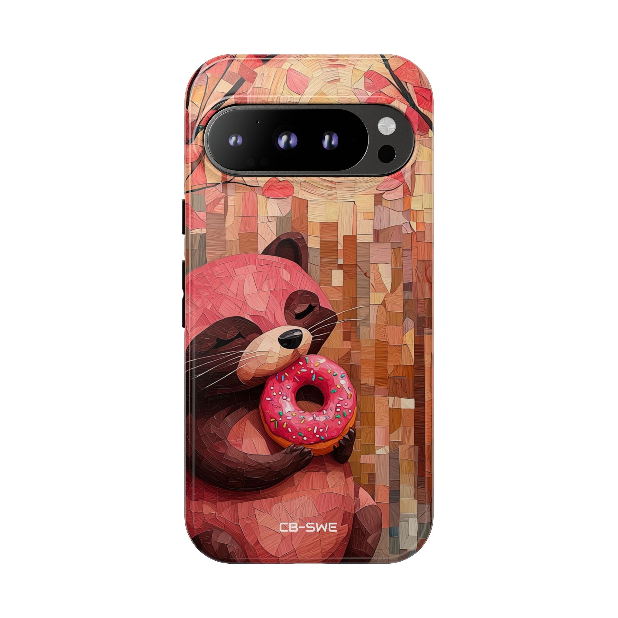 Raccoon Holds Donut - Google Pixel Case