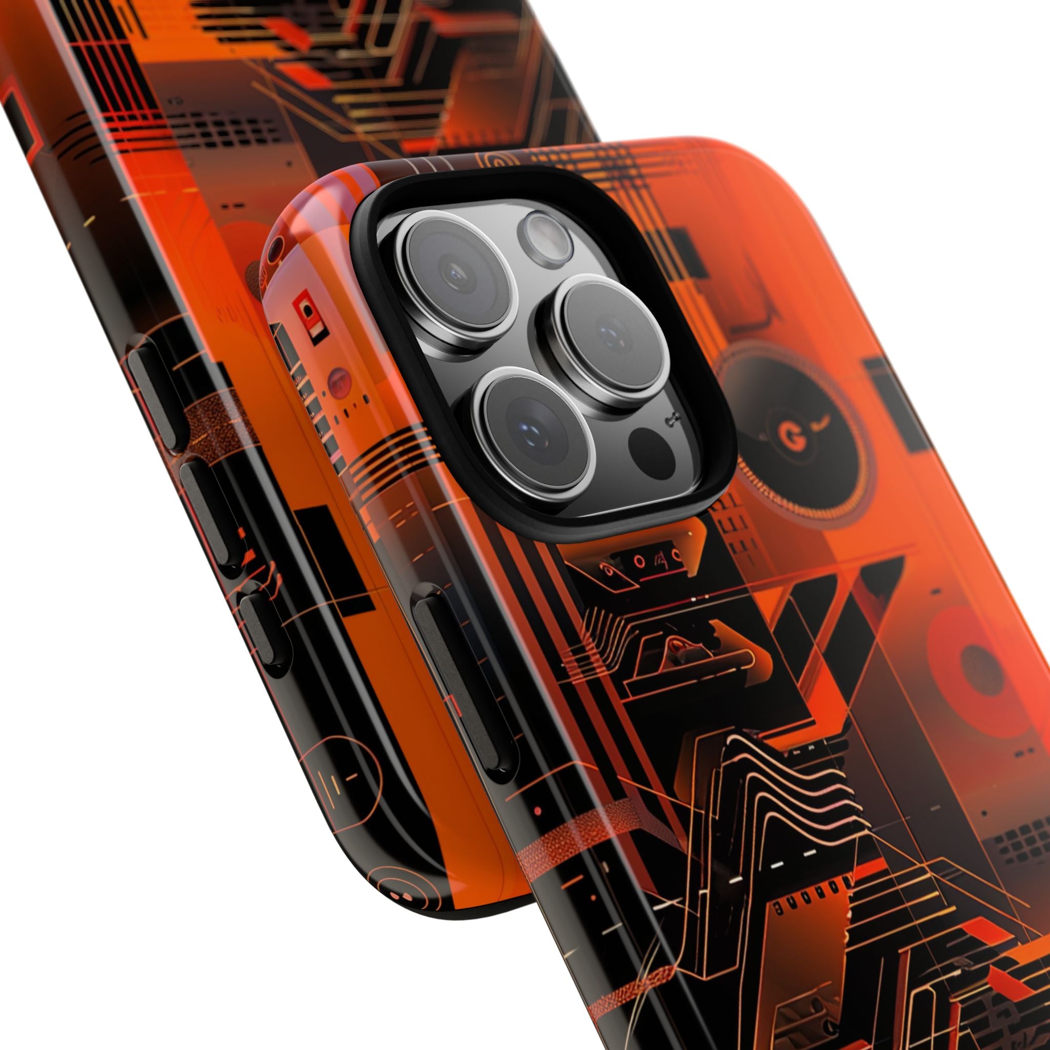 Orange Circuit Dreams iPhone 16 - Tough