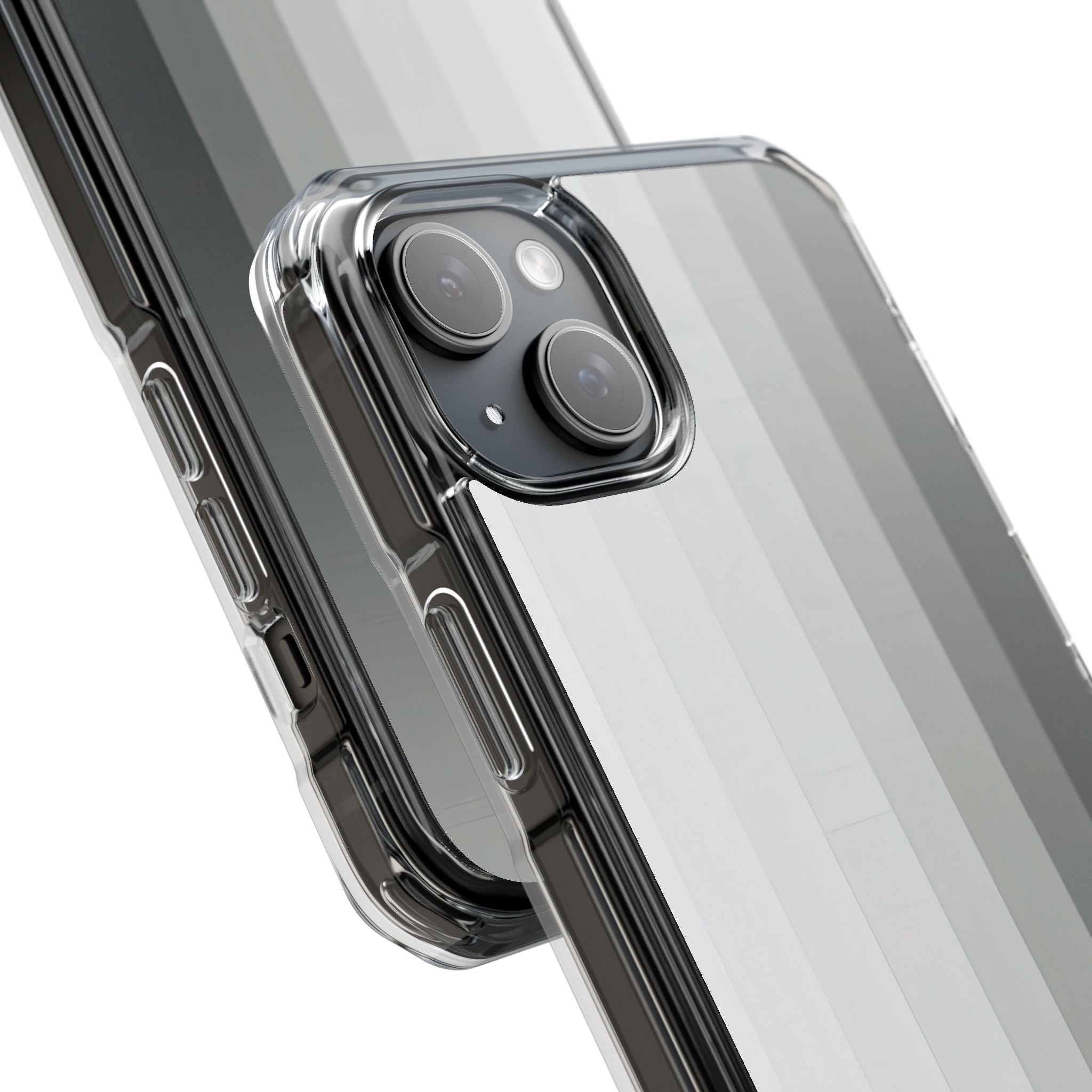 Silver Gradient Stripes iPhone 15 - Impact Clear+