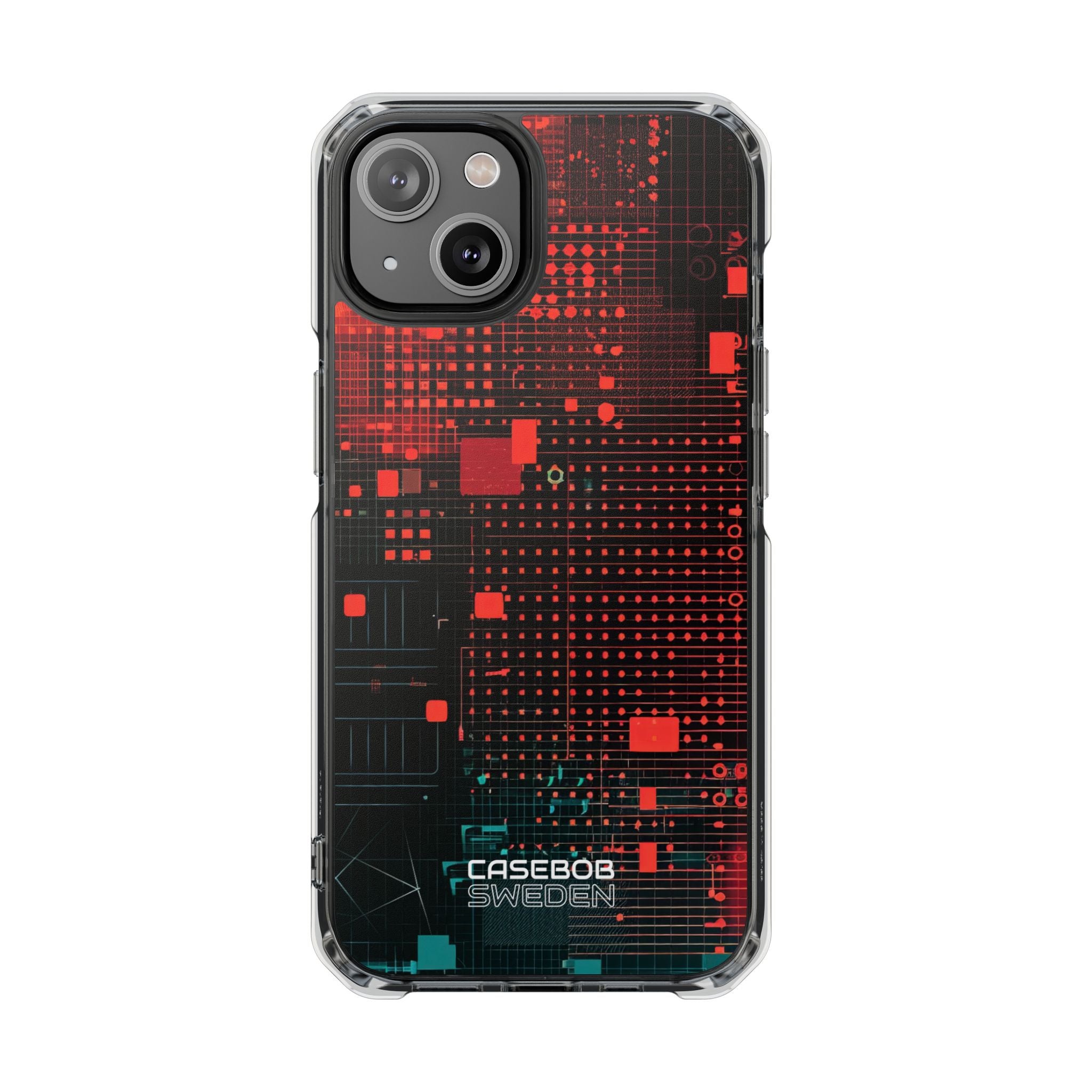 Crimson Circuit Grid iPhone 14 - Impact Clear+