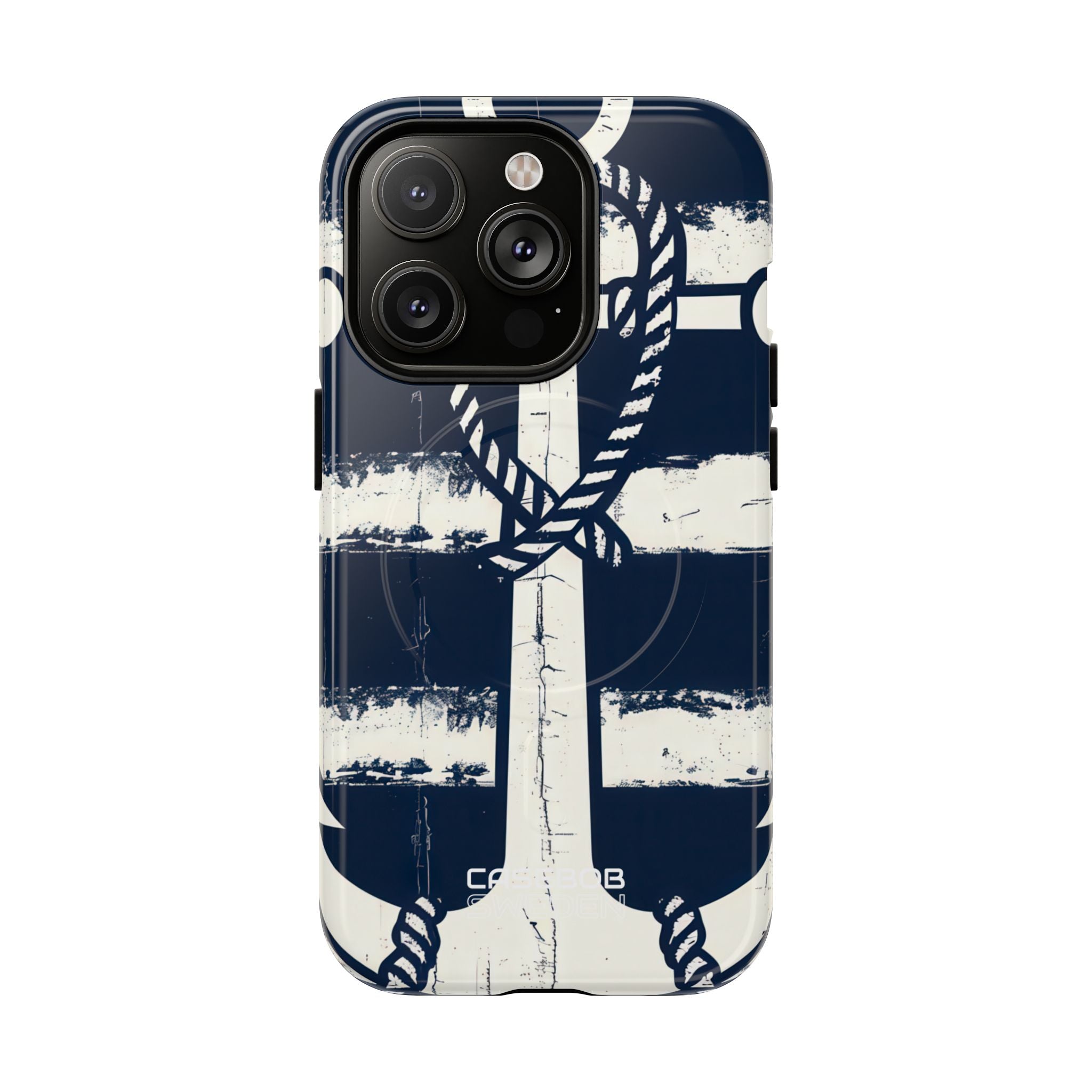 Navy Anchor Stripes iPhone 14 - Tough+