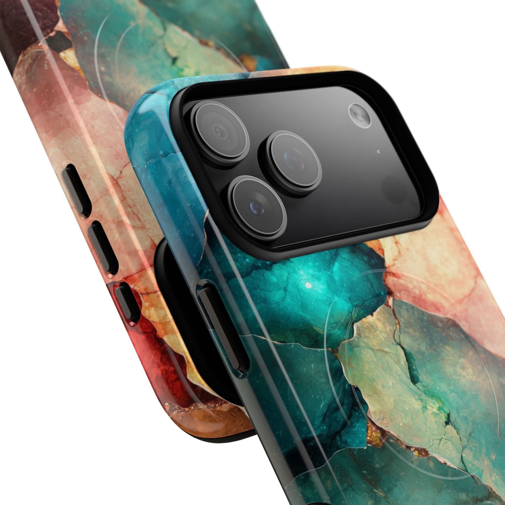 Teal Mosaic Veins iPhone 17 Pro Max Case - Tough+