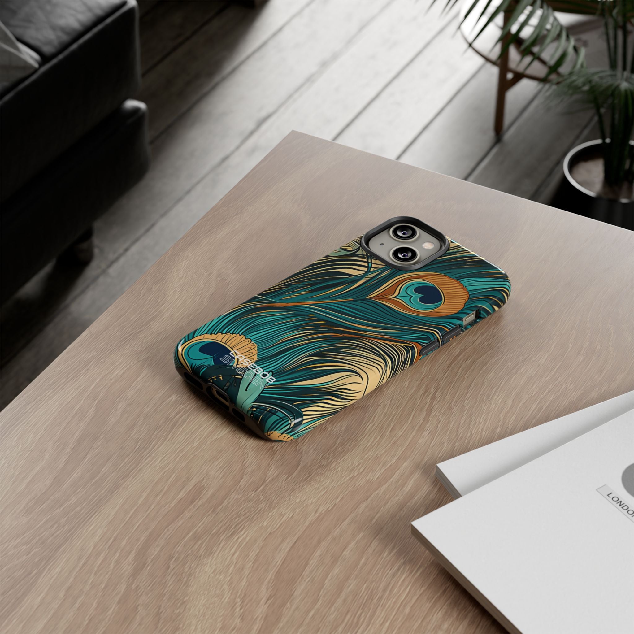 Vortice di piume di pavone iPhone 14 - Tough