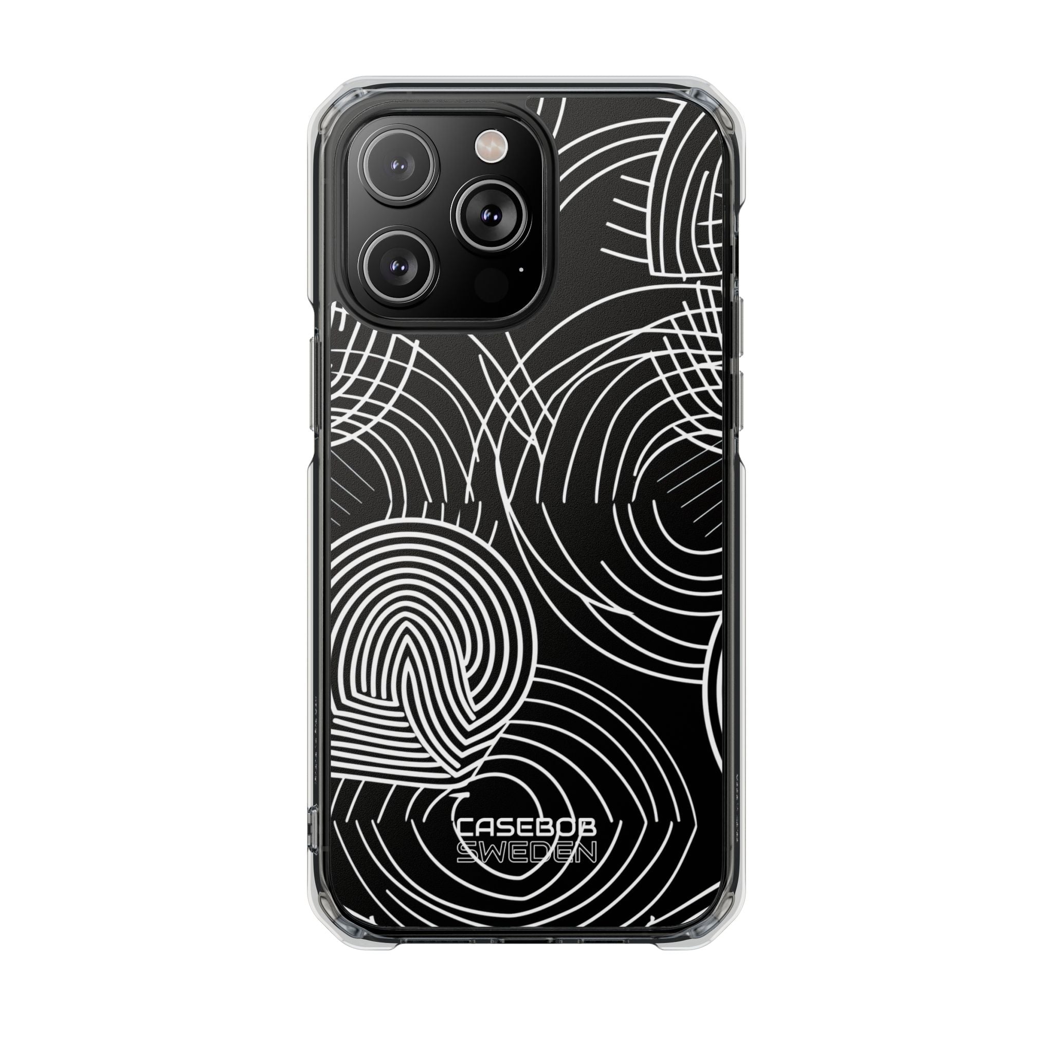 Monochrome Spiral Curves iPhone 14 - Impact Clear+