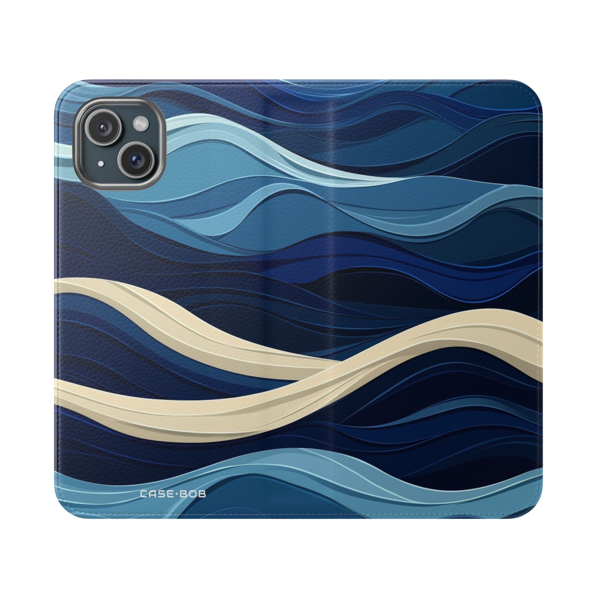 Blue Wave Flow - iPhone 15 Plus Case - Wallet