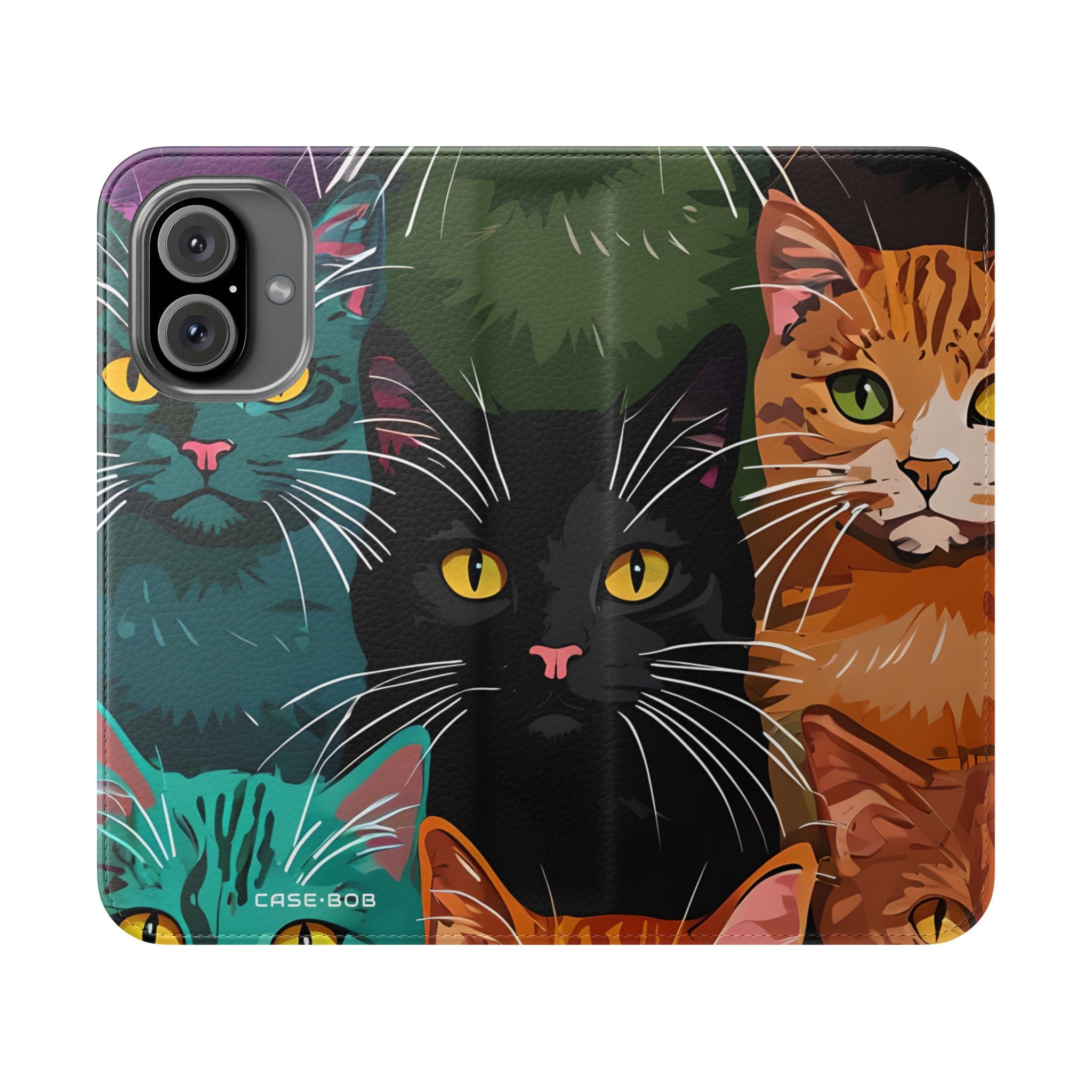 Cat Grid Neon - iPhone 16 Case - Wallet