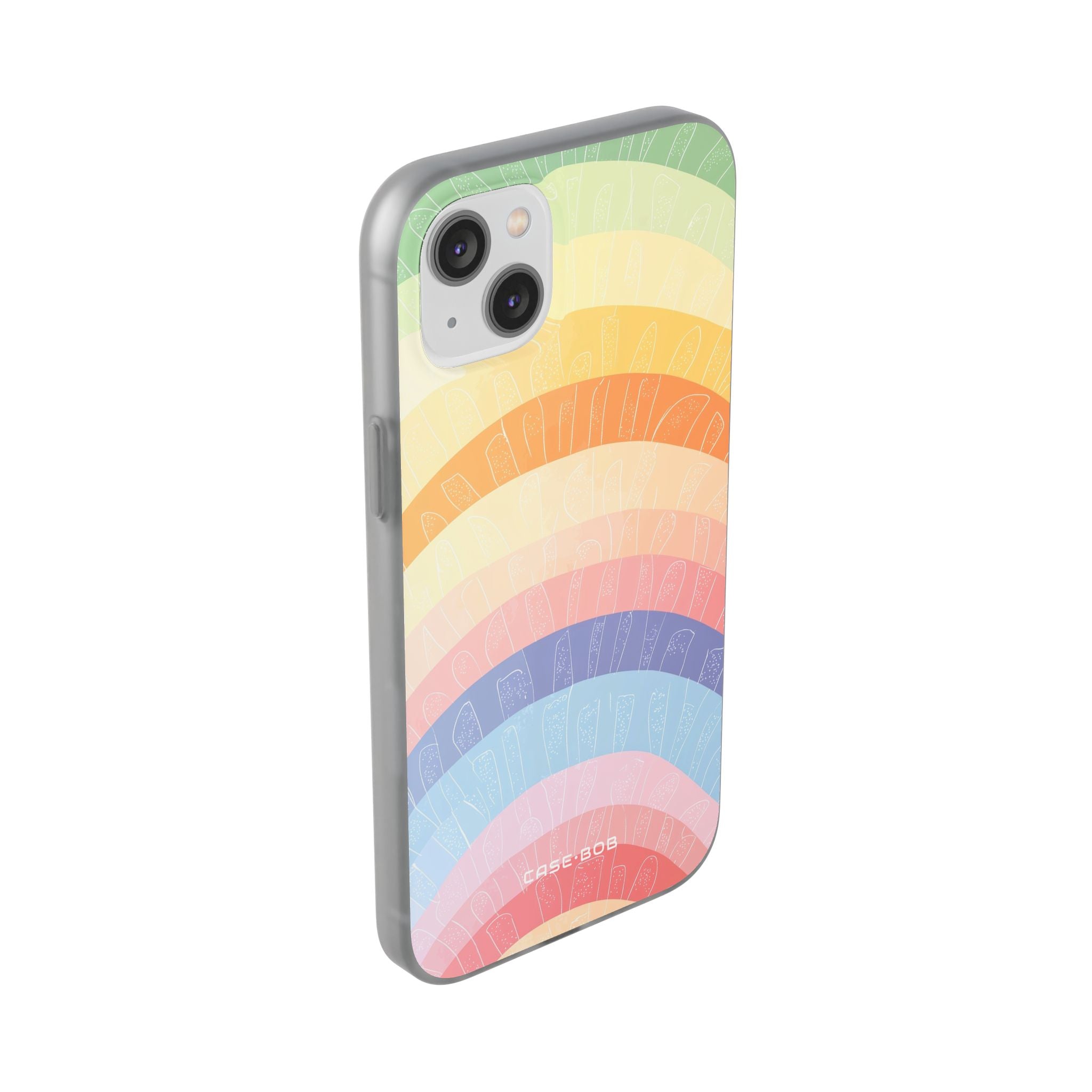 Pastel Rainbow Bands iPhone 14 Plus Case - Soft