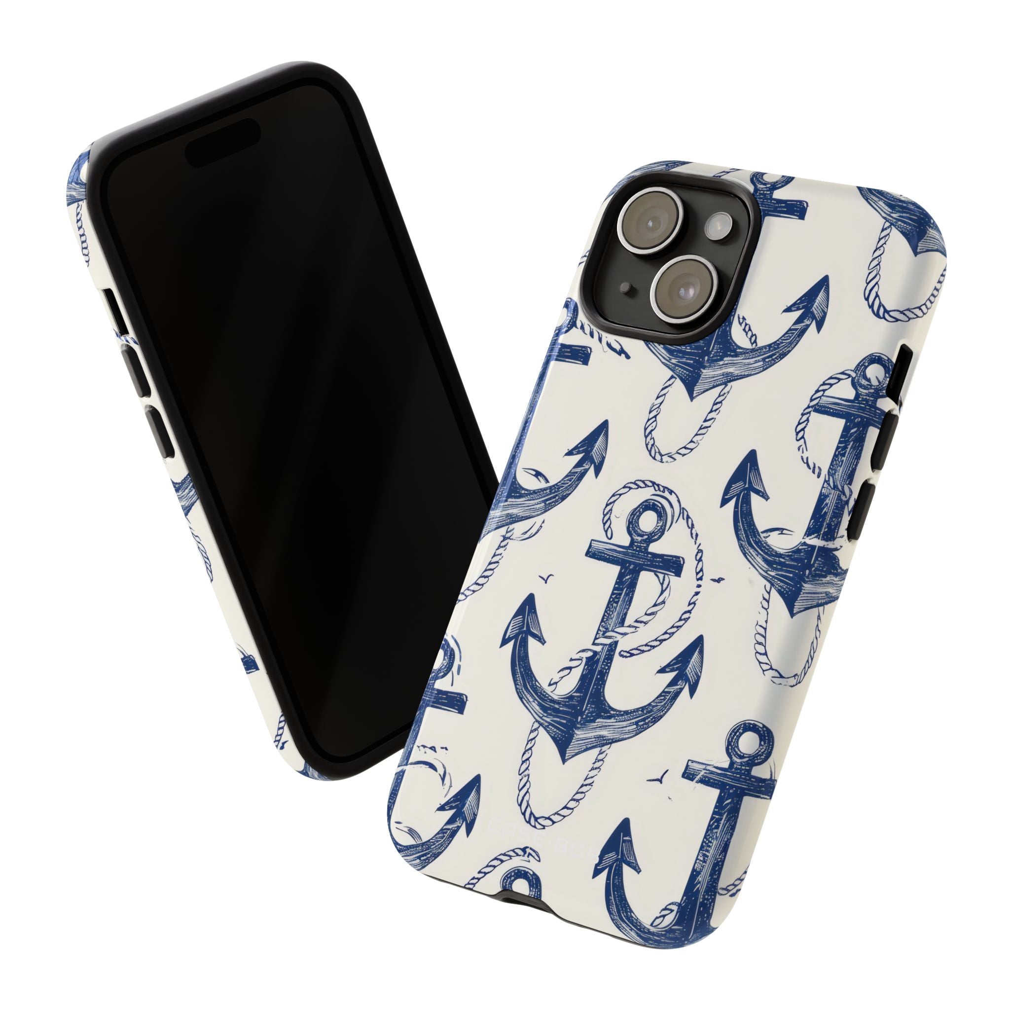 Navy Anchor Loop iPhone 15 Case - Tough
