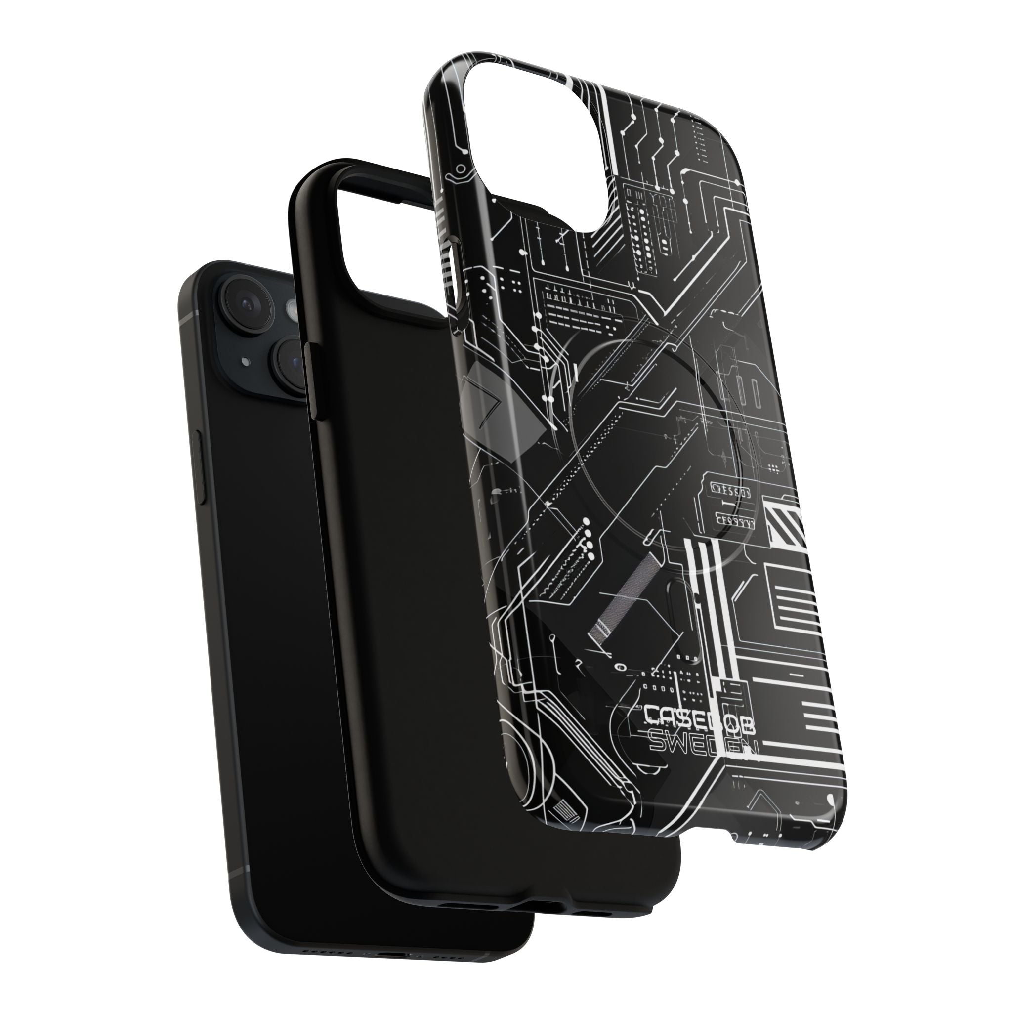 Futuristisches Schaltkreisgitter iPhone 15 – Tough+
