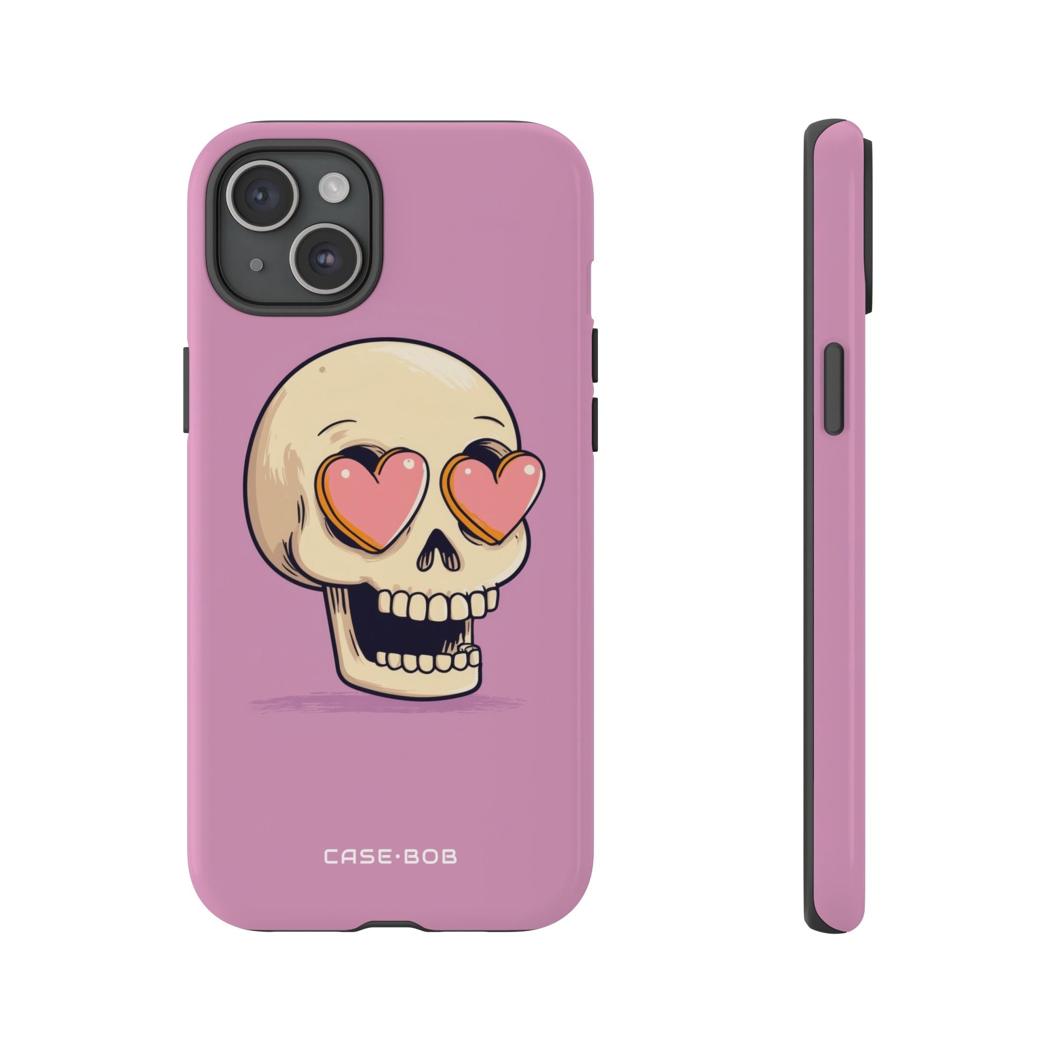 Heart Eyed Skull iPhone 15 Plus Case - Tough