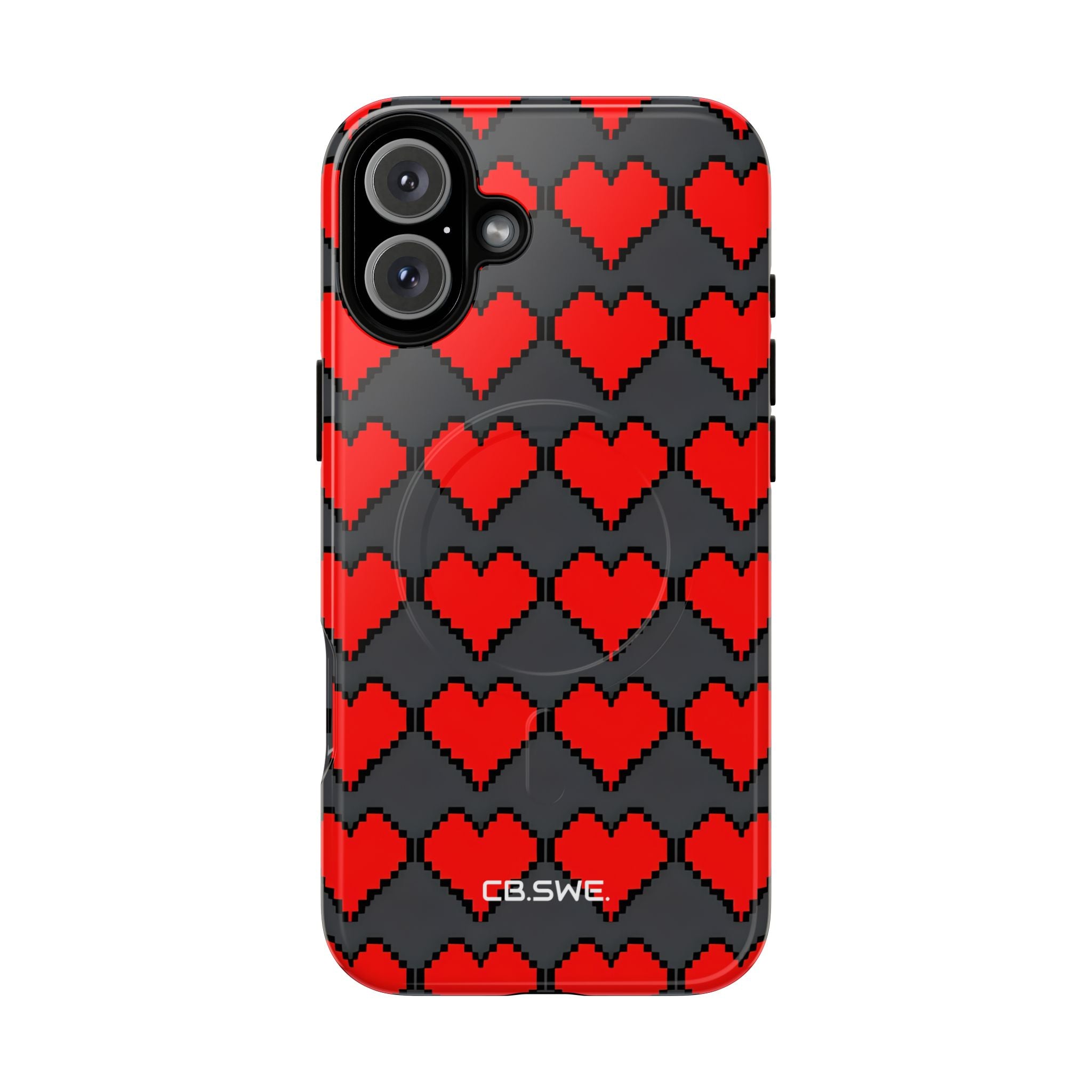 Red Heart Dark Gray Diamonds Seamless iPhone 16 - Tough+