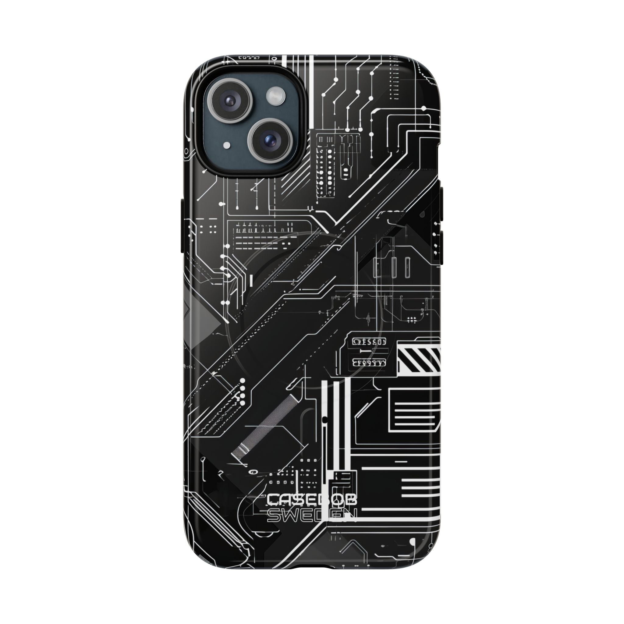 Futuristisches Schaltkreisgitter iPhone 15 – Tough+