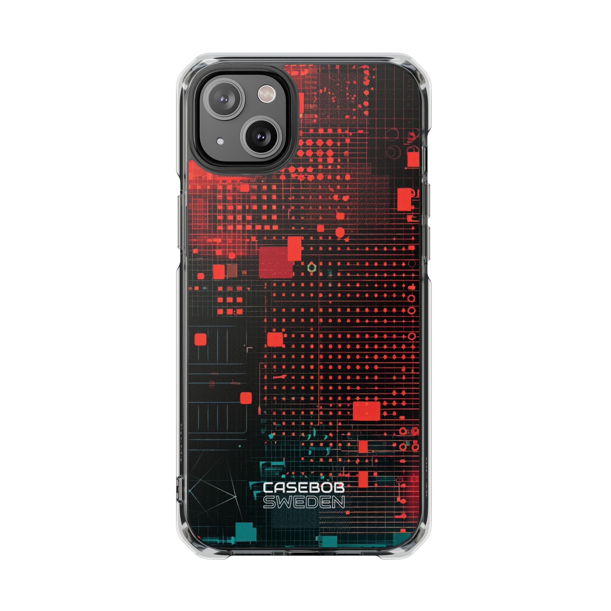 Crimson Circuit Grid iPhone 14 - Impact Clear+