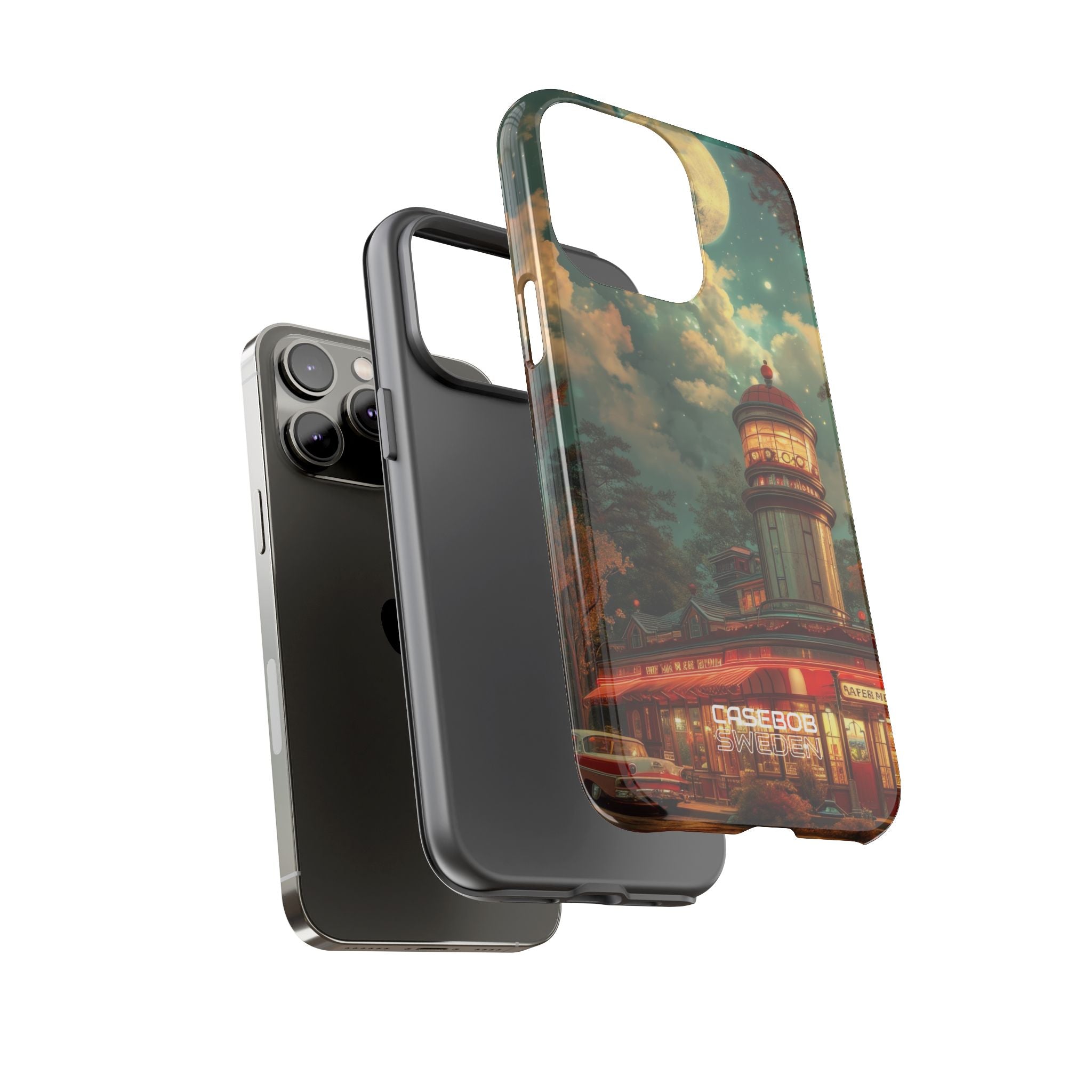 Retro Moonlight Cafe iPhone 14 - Resistente