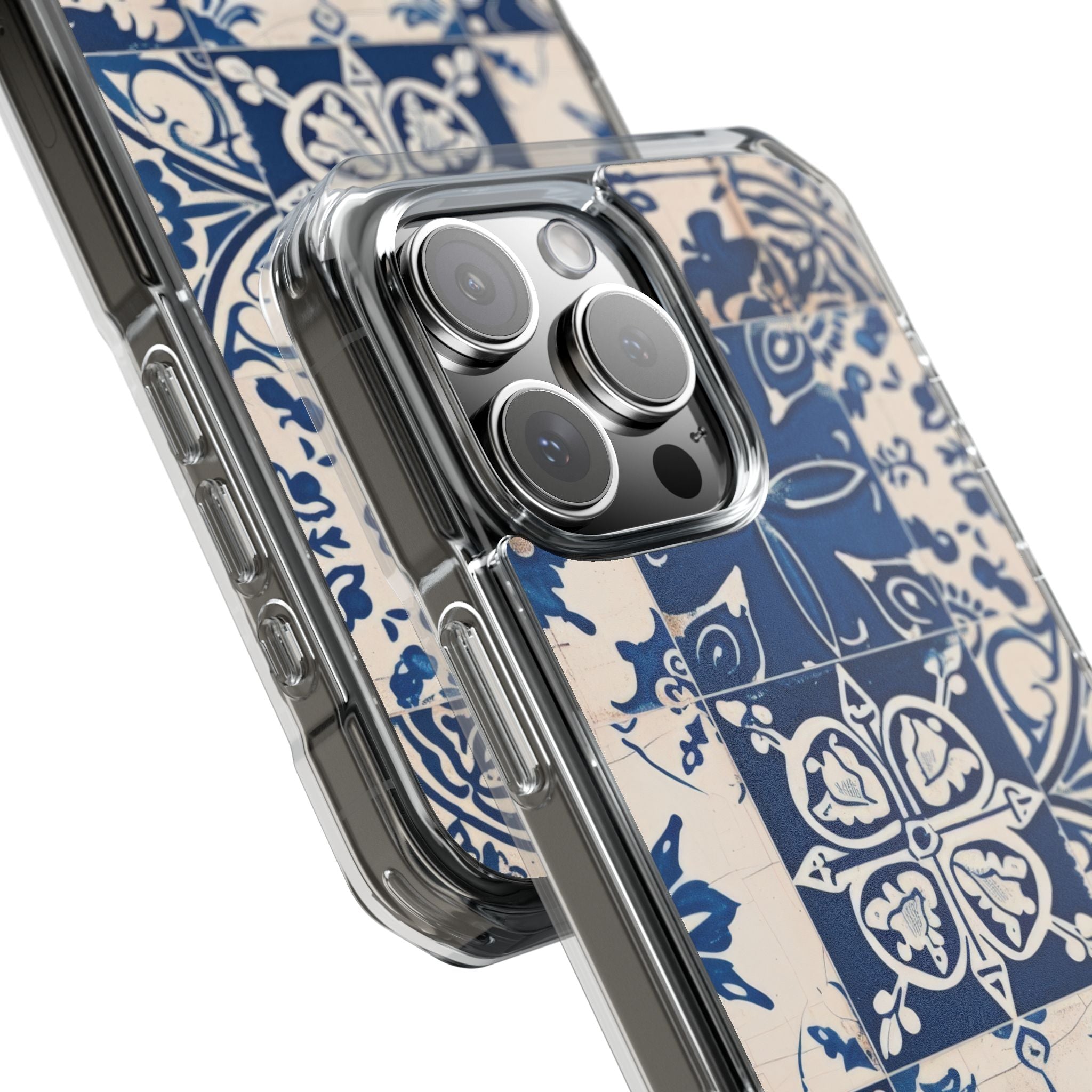 Ornate Blue Tiles iPhone 16 - Impact Clear+