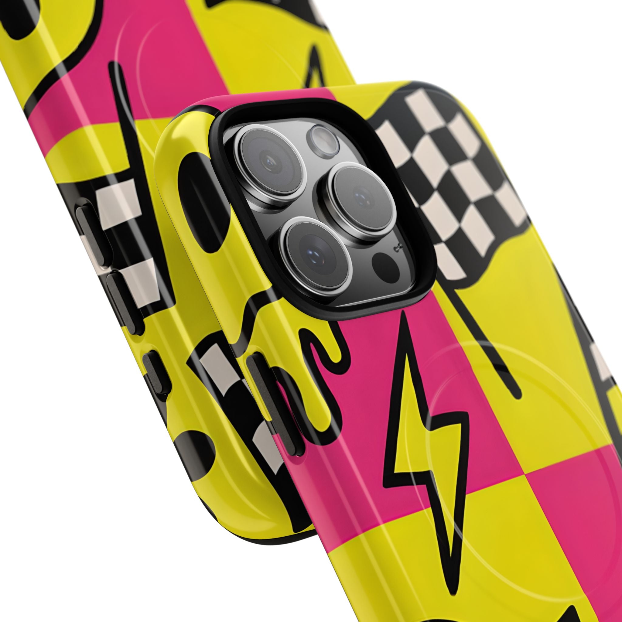 Vibrant Pop Art Smiling Faces and Lightning iPhone 16 - Tough+
