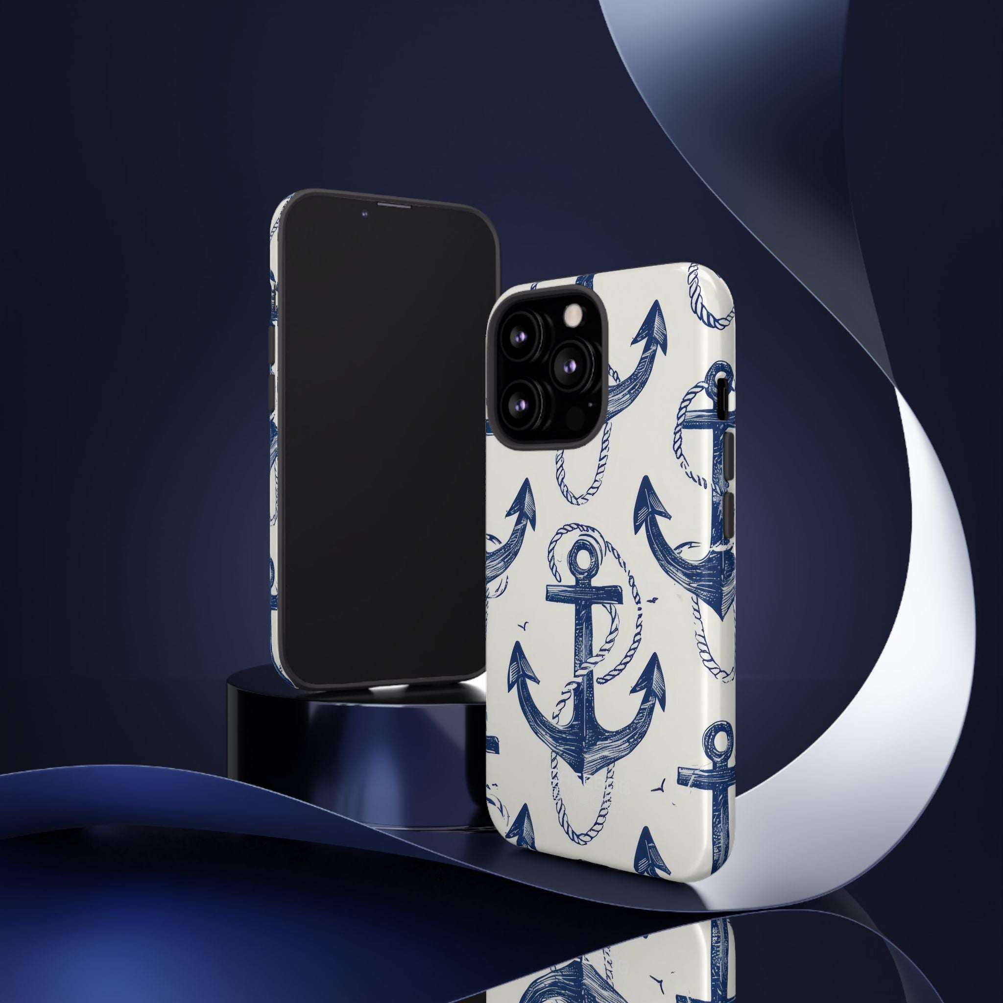 Navy Anchor Tapestry iPhone 13 - Tough