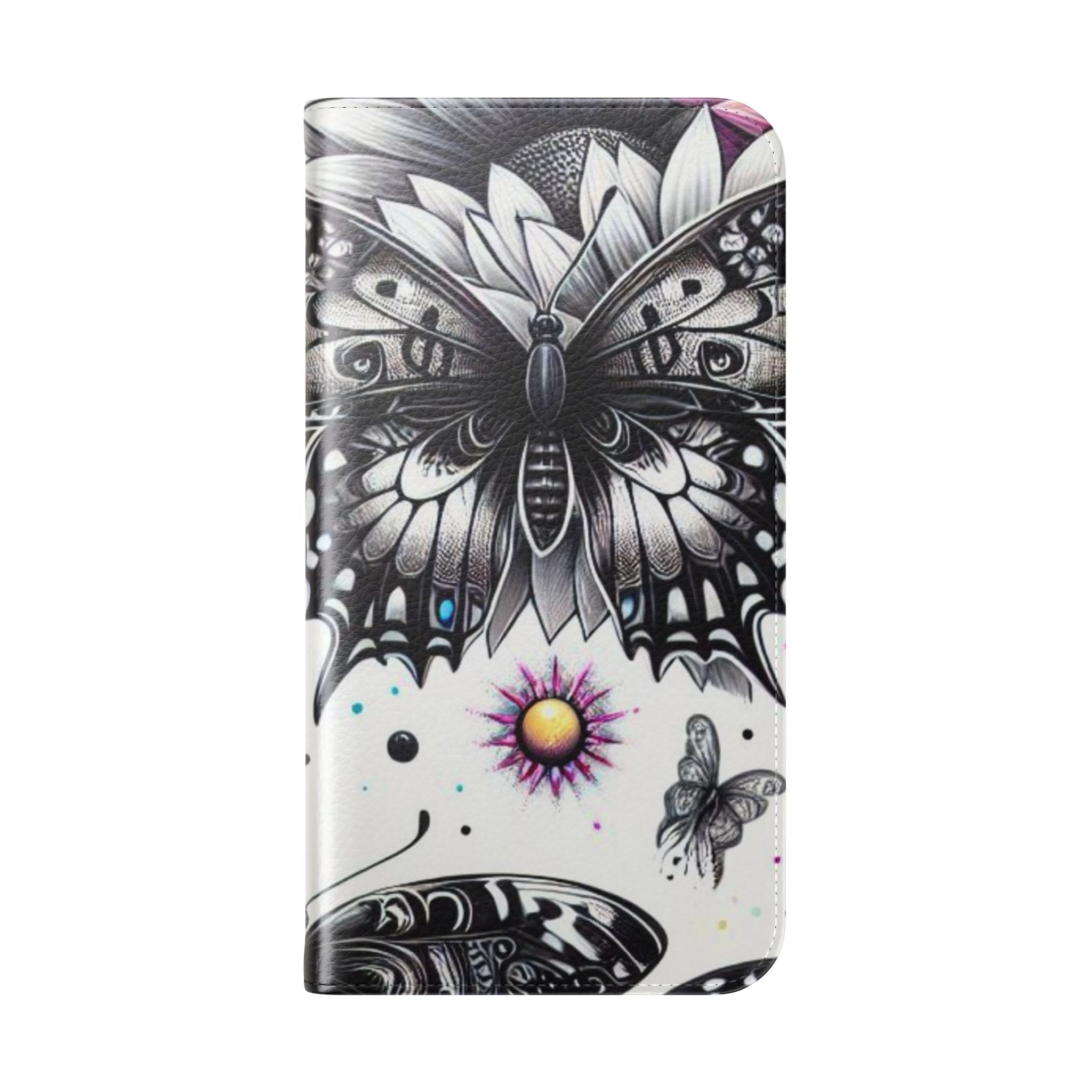 Monochrome Flutter - iPhone 15 Pro Max Case - Wallet