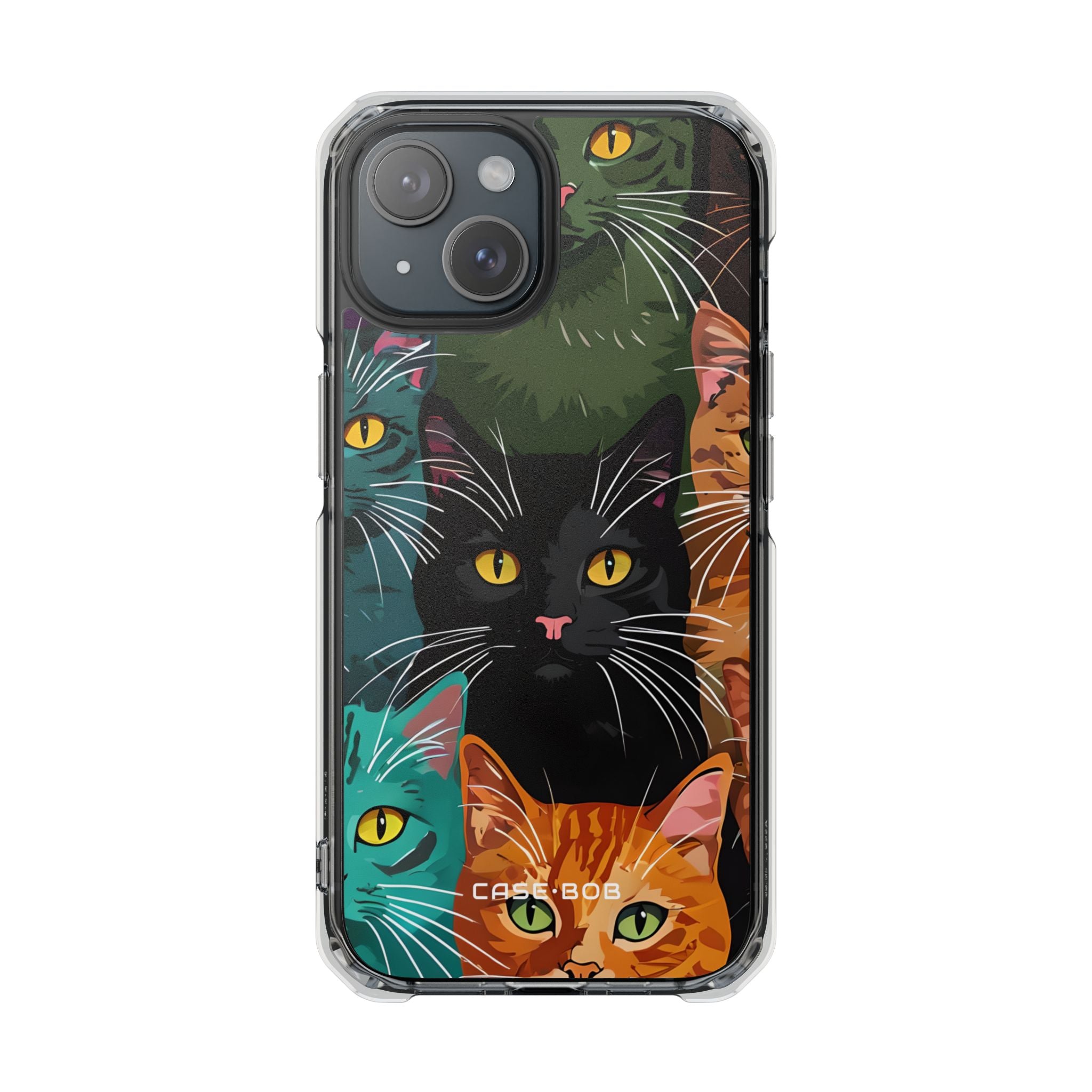 Cat Grid Teal iPhone 15 Case - Impact