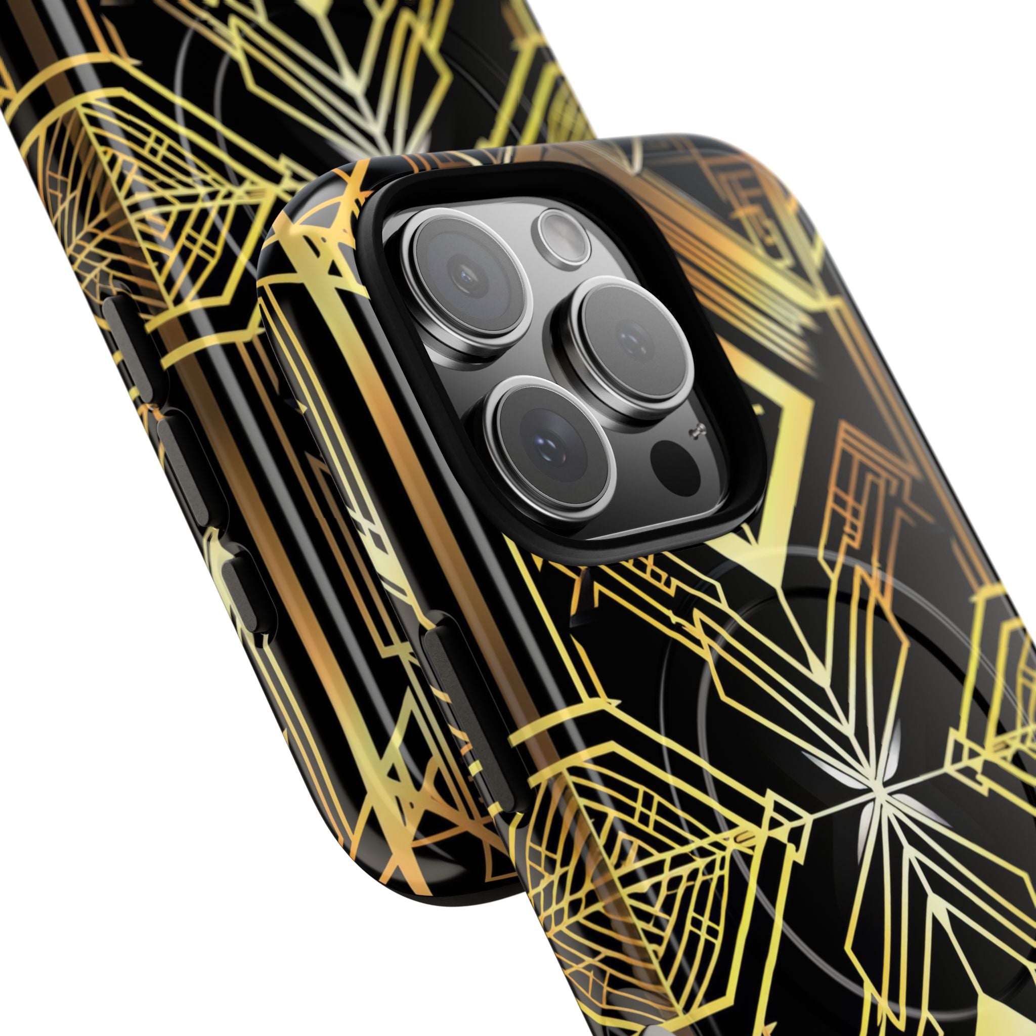 Golden Geometric Symphony iPhone 16 - Tough+