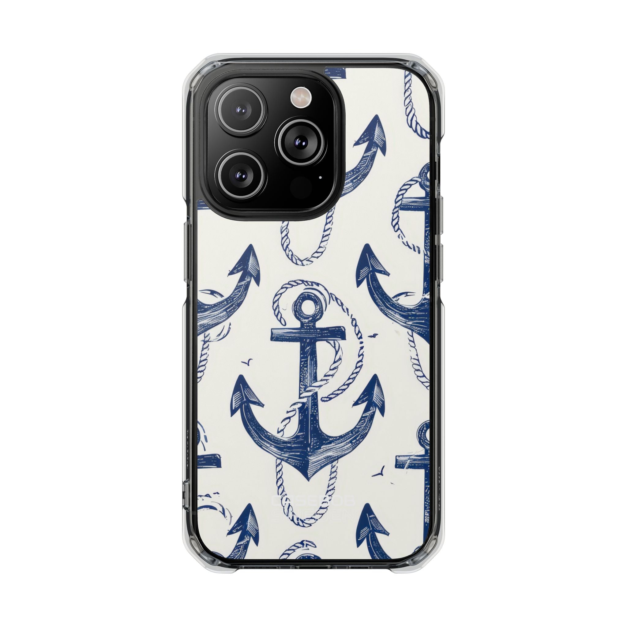 Navy Anchor Tapestry iPhone 14 - Impact Clear+
