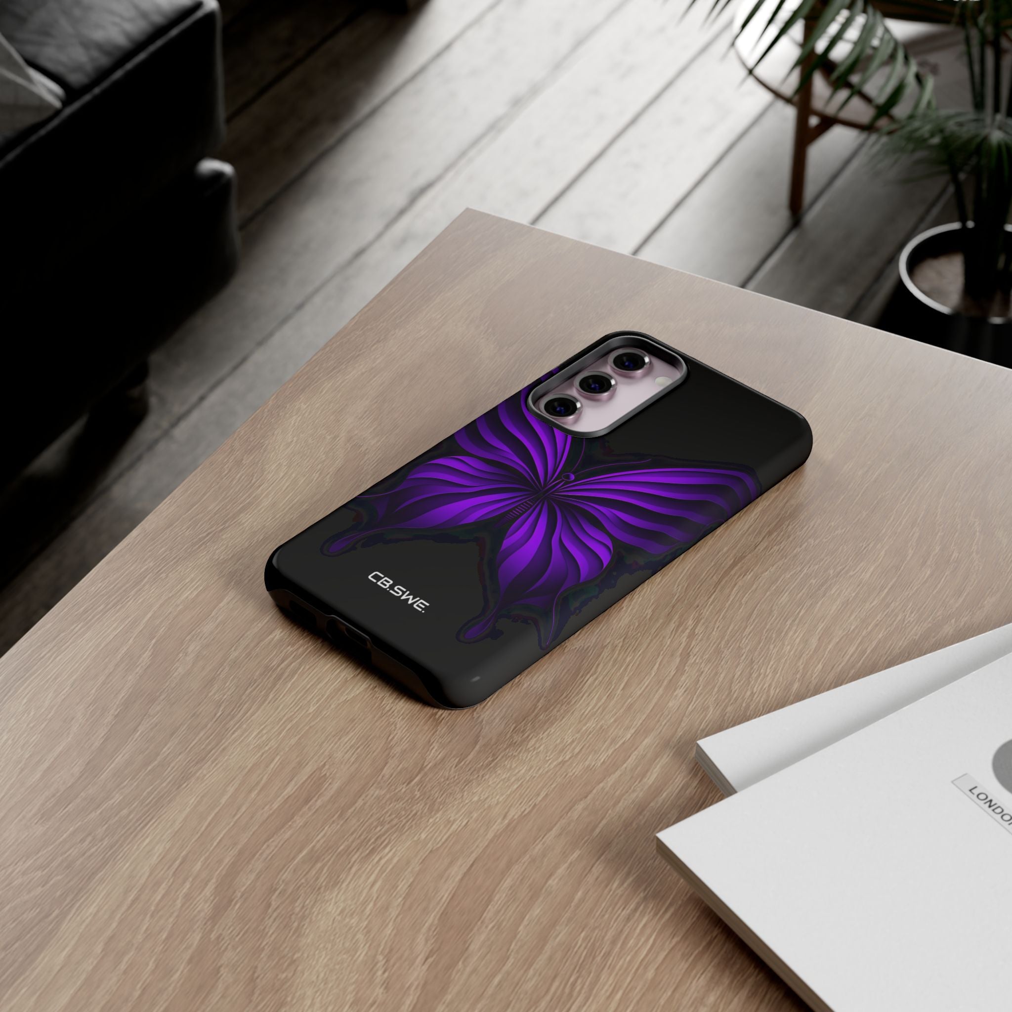 Symmetrical Neon Purple Butterfly Samsung S23 - Tough