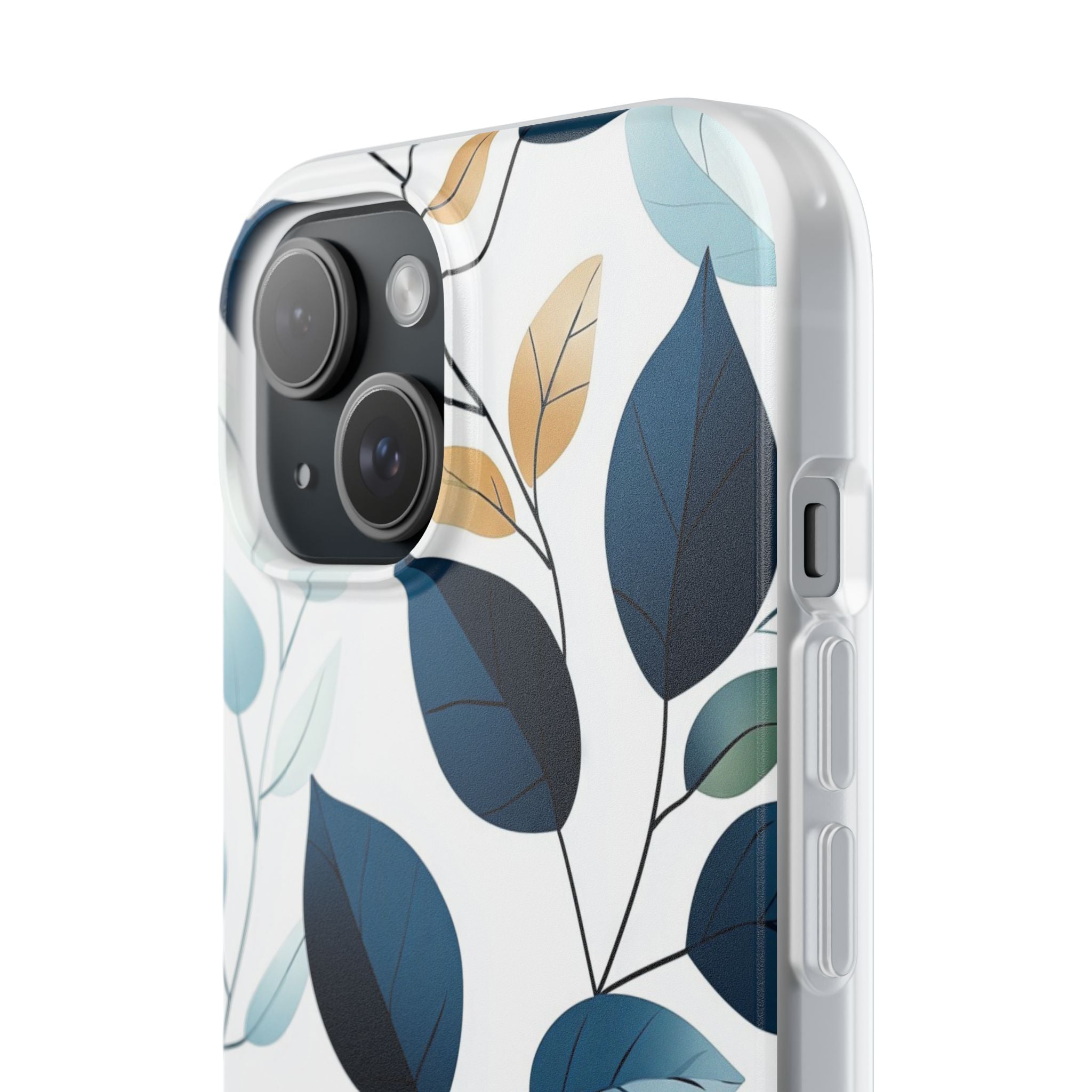 Navy Leaf Veins iPhone 15 Case - Soft