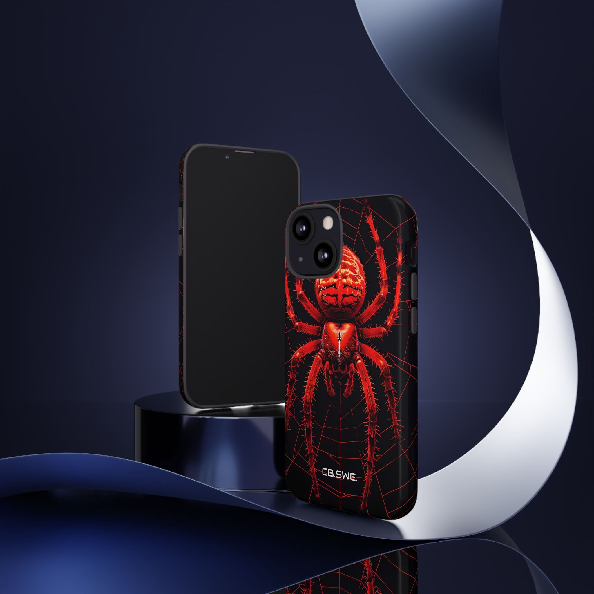 Vivid Neon Red Spider Intricate Web iPhone 13 - Tough