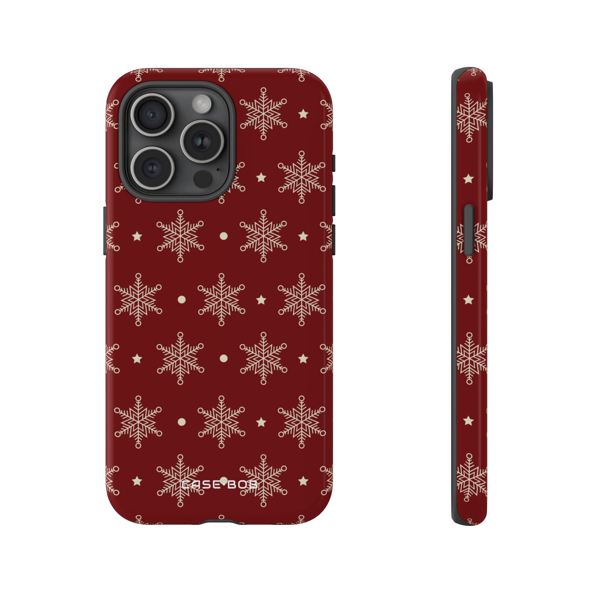 Cream Snowflake Crimson iPhone 15 Pro Max Case - Tough