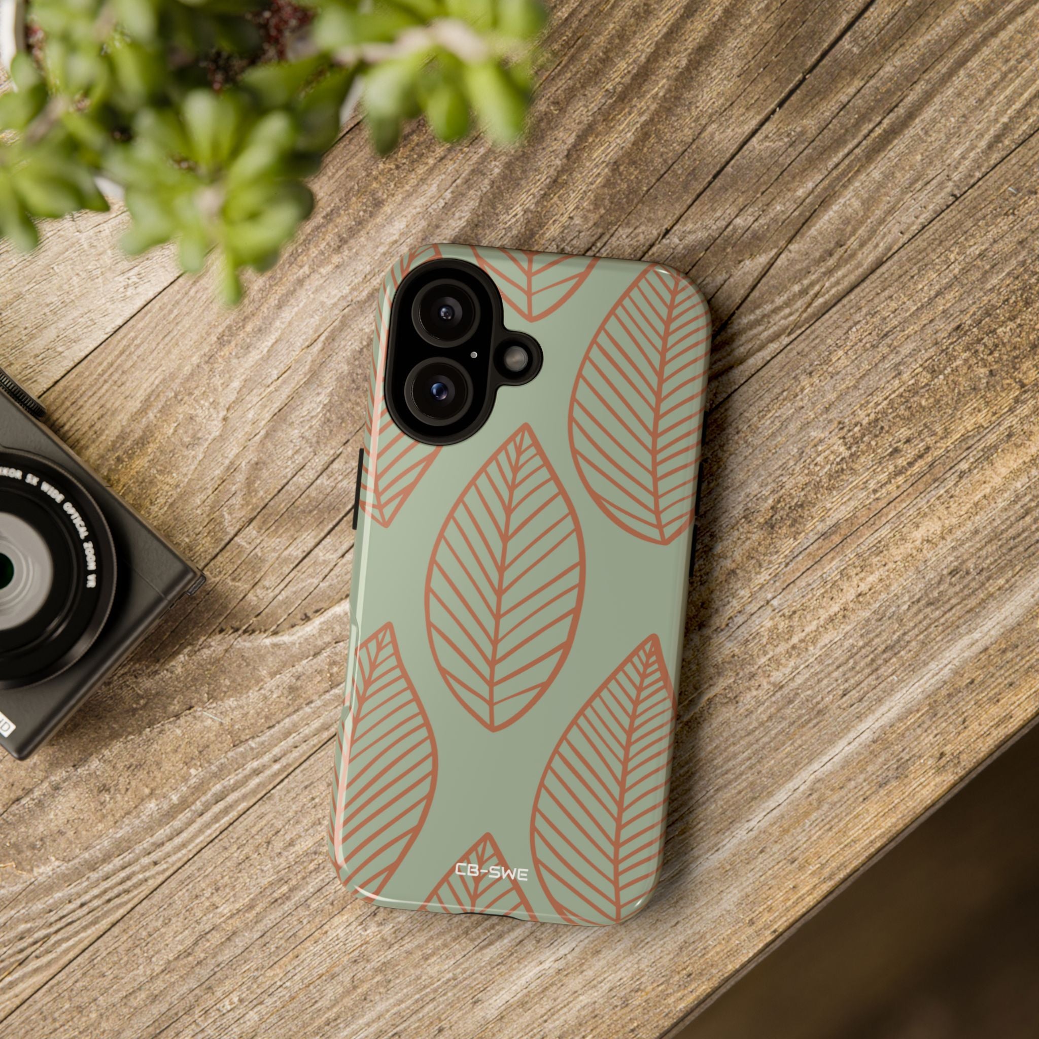 Mint and Orange Leaves - iPhone Case