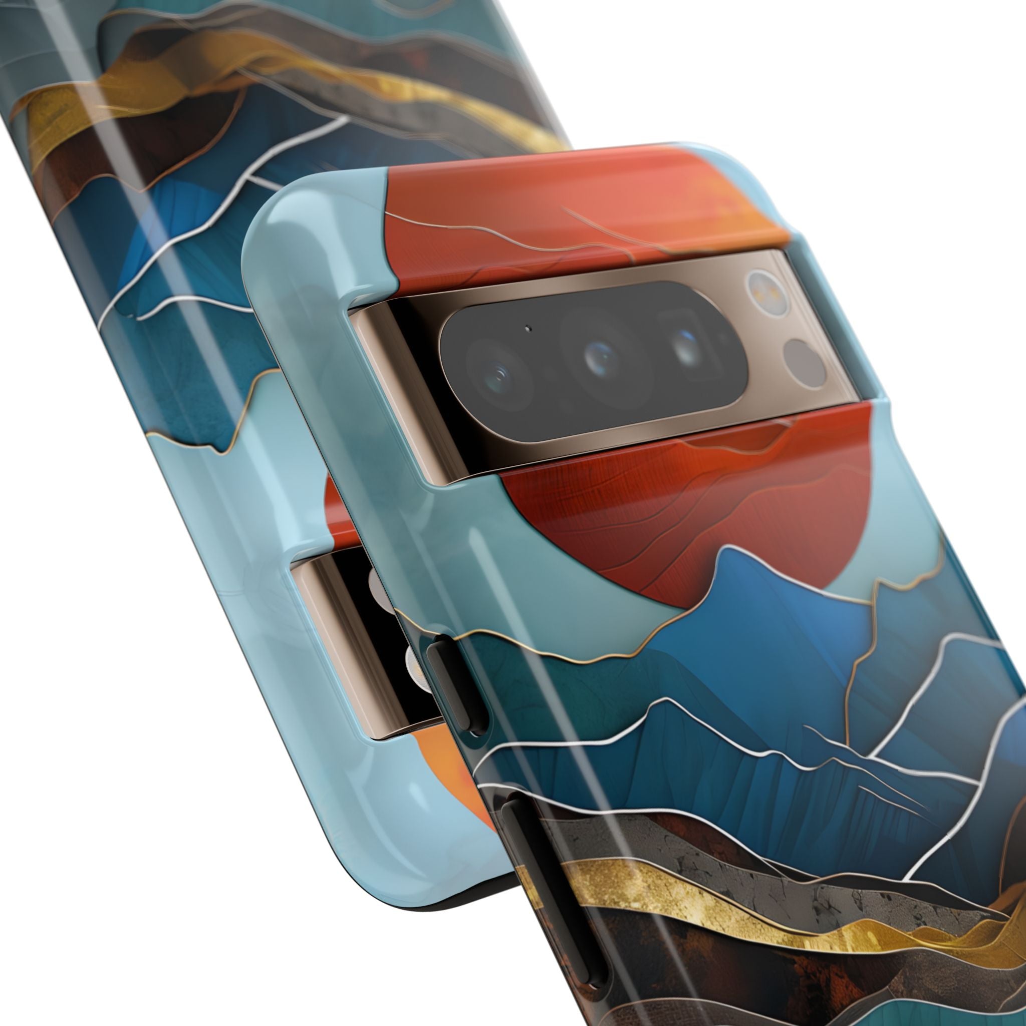 Sunset Geometry Waves - Google Pixel Case
