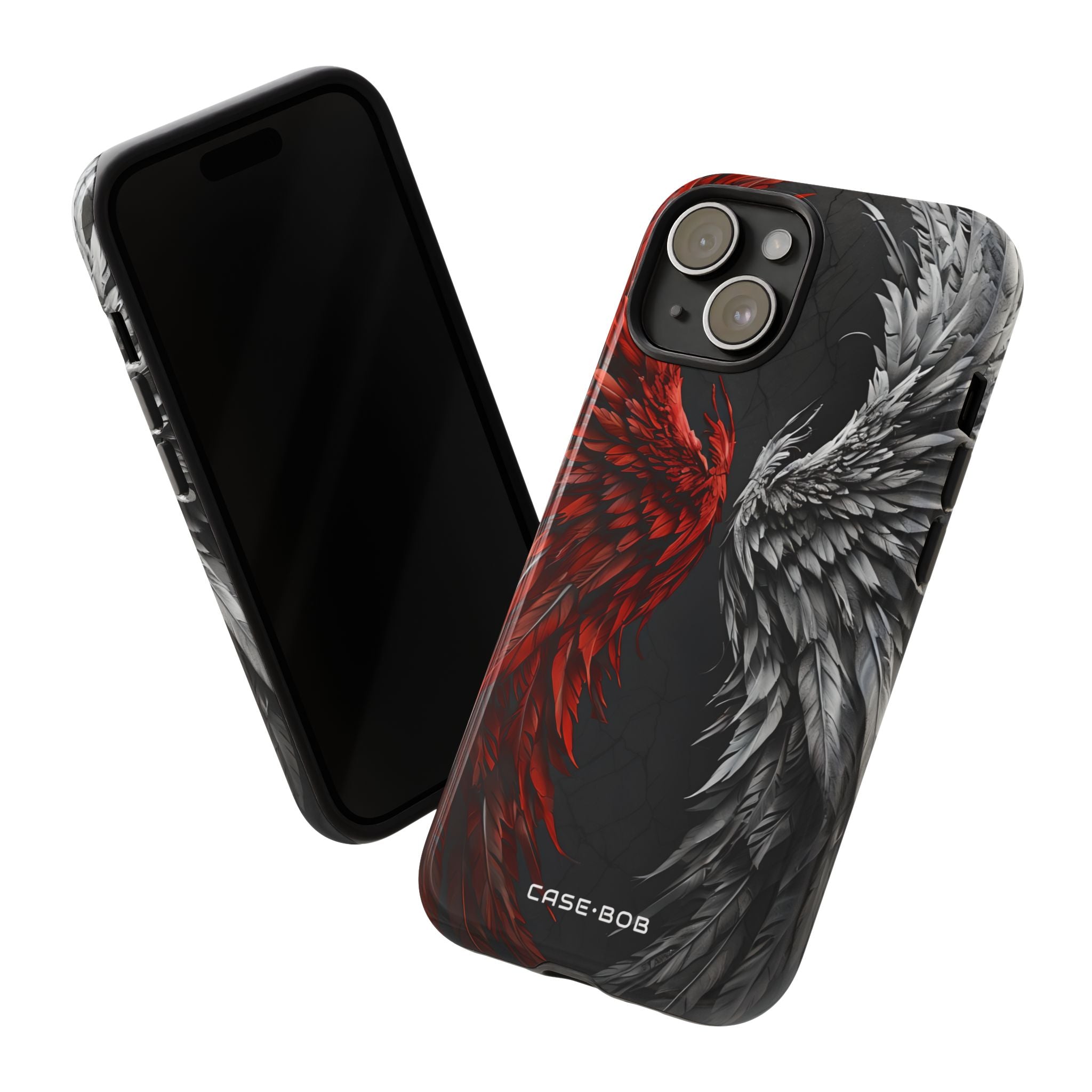 Crimson White Wings iPhone 15 Case - Tough
