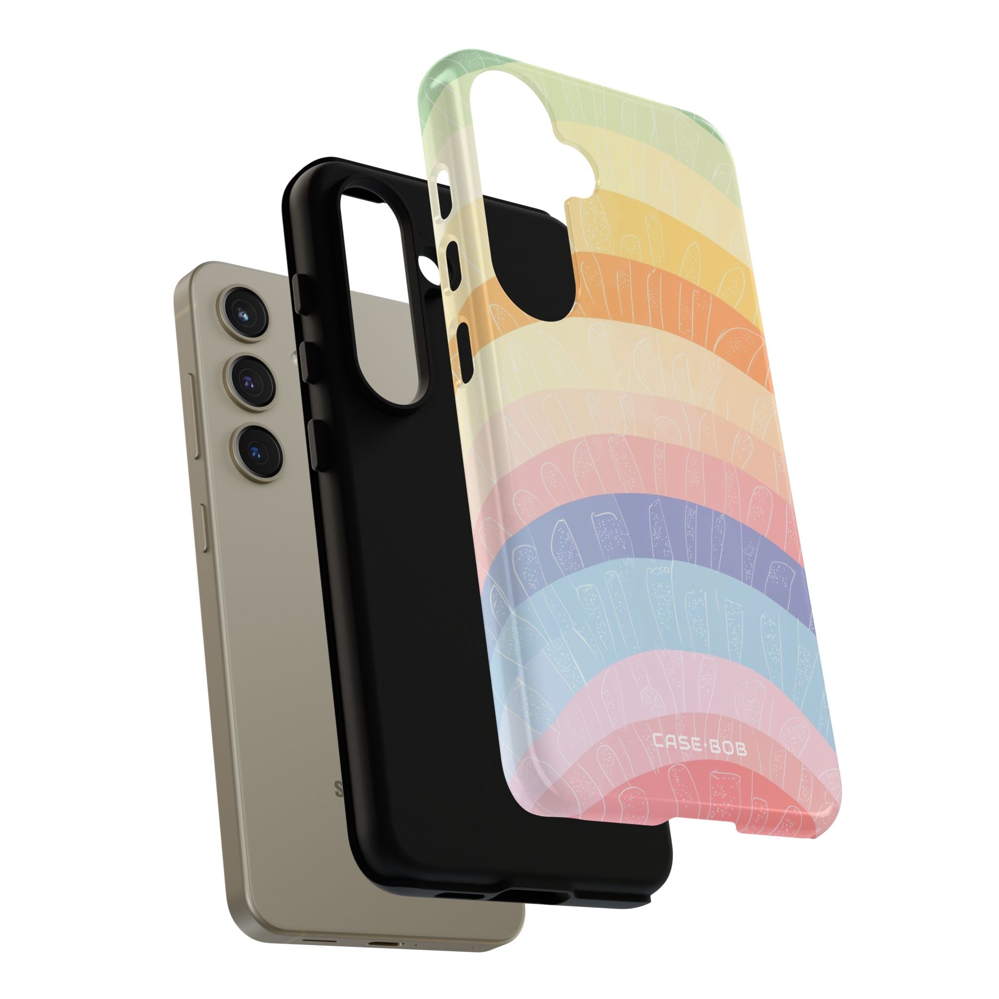Pastel Rainbow Bands Samsung S24 Case - Tough
