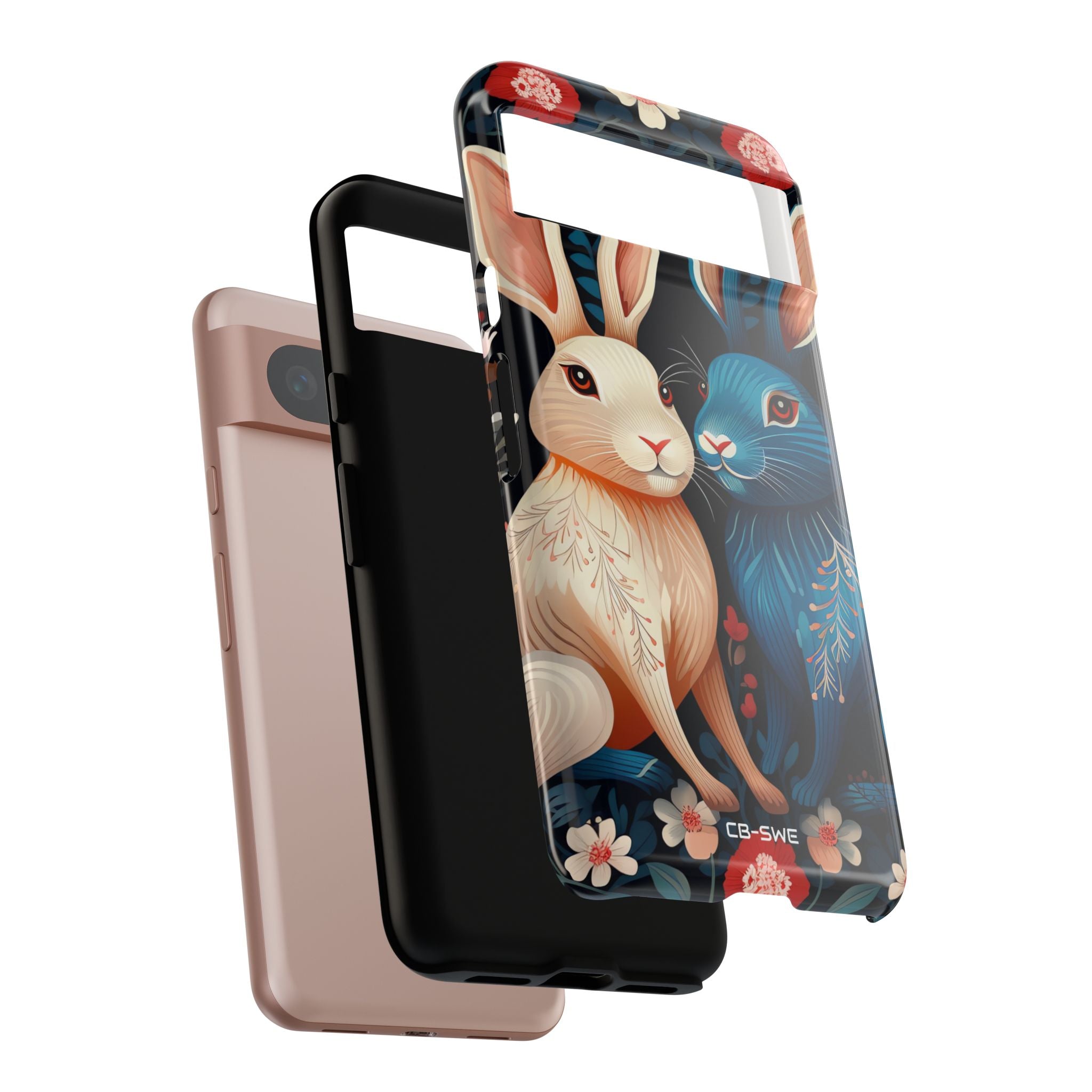 Rabbits Embrace Blossoms - Google Pixel Case