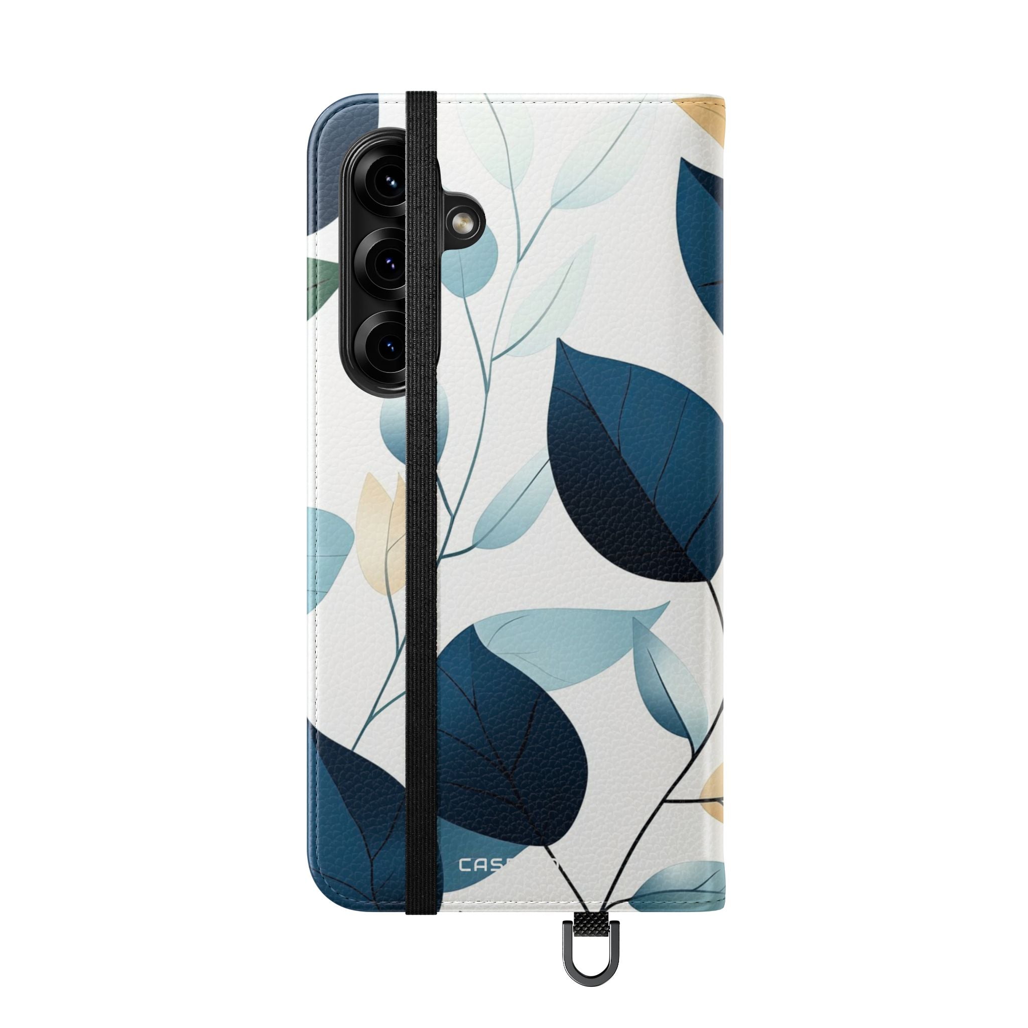 Navy Leaf Veins - Samsung S25+ Case - Lompakkokotelo