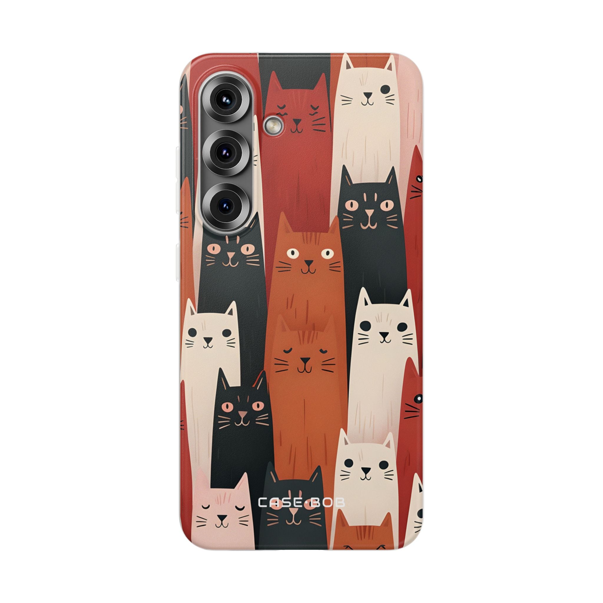 Elongated Cats Black Samsung S25 Plus Case - Soft