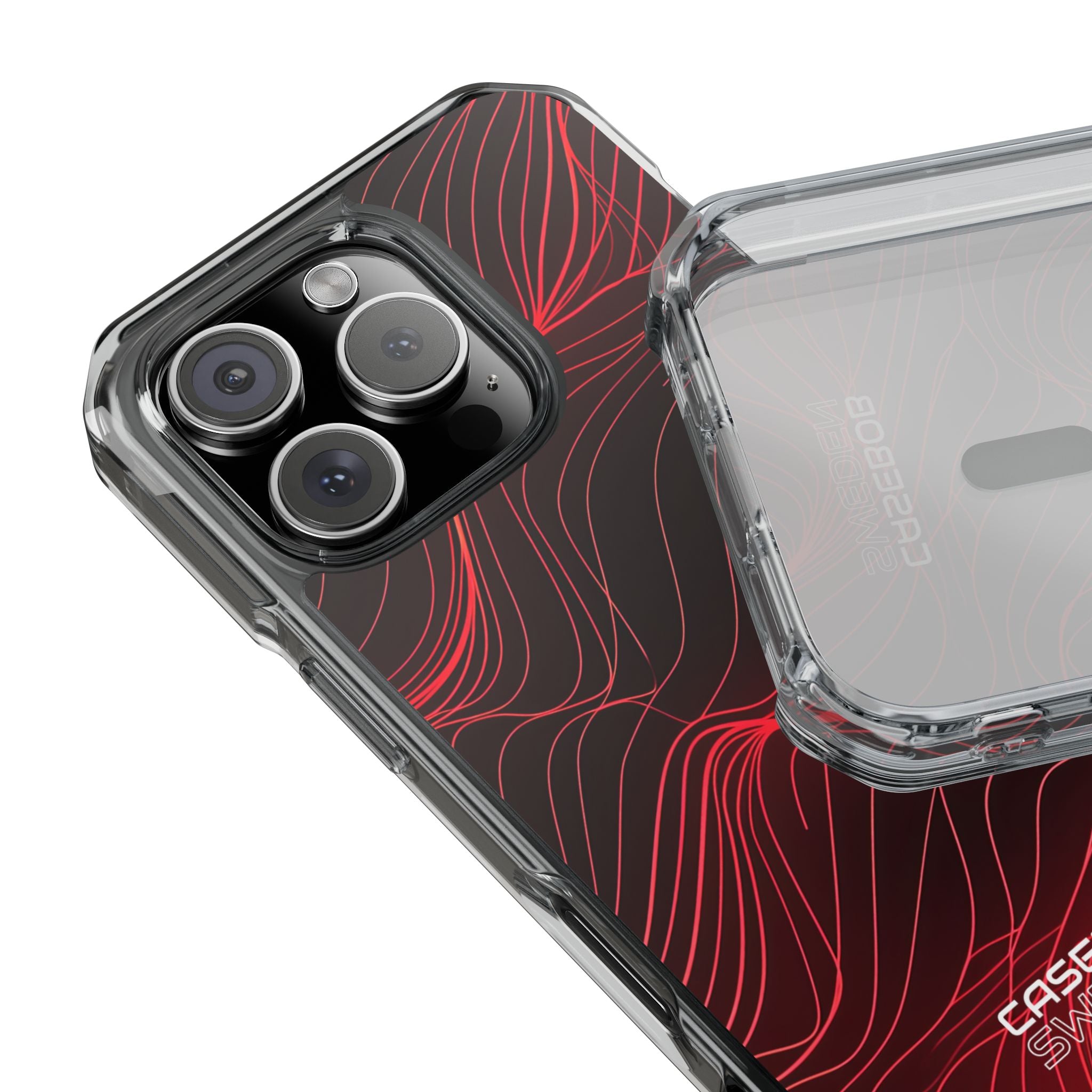 Crimson Waveform Flow iPhone 16 - Impact Clear+