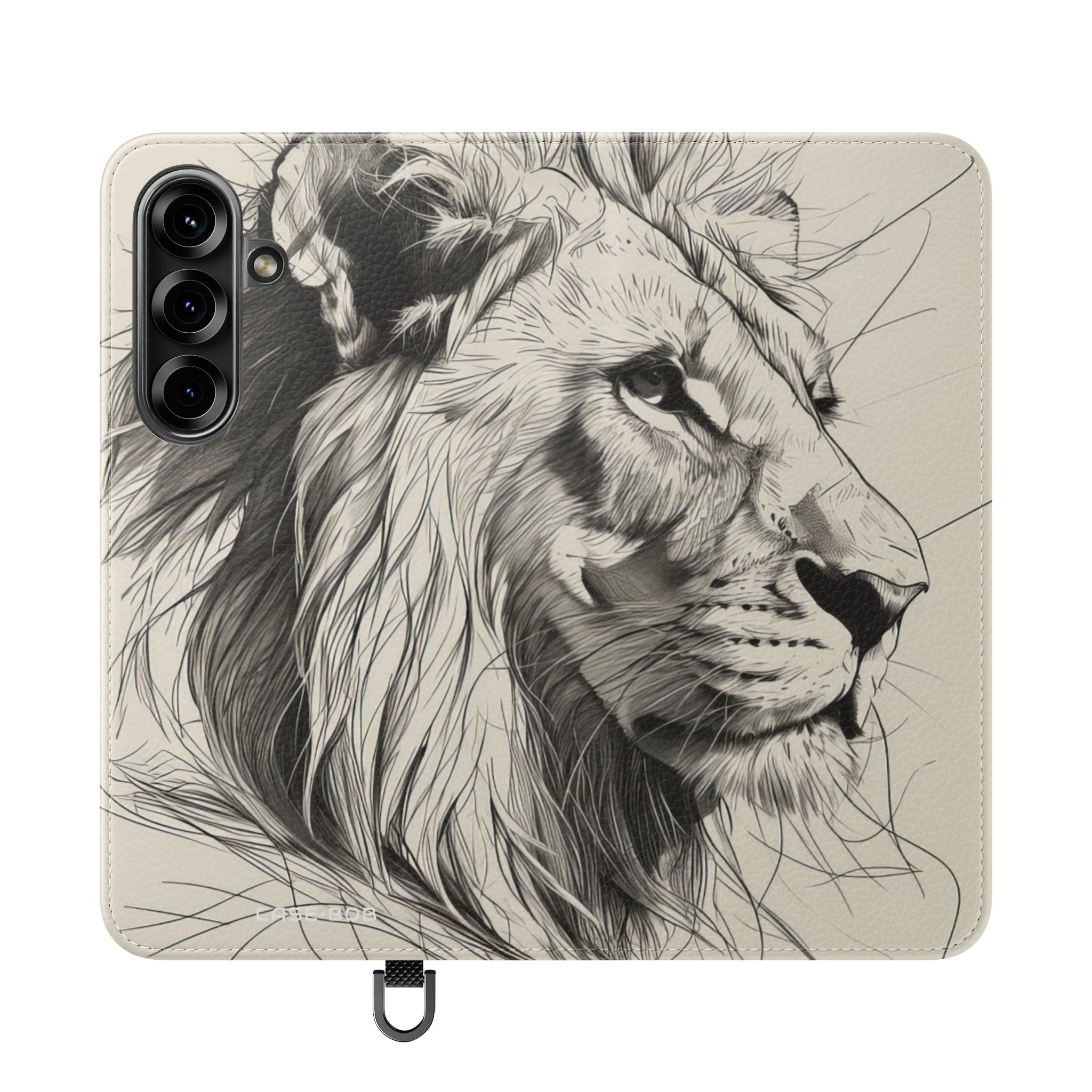 Lion Whisper Gray - Samsung S25 Case - Lompakkokotelo