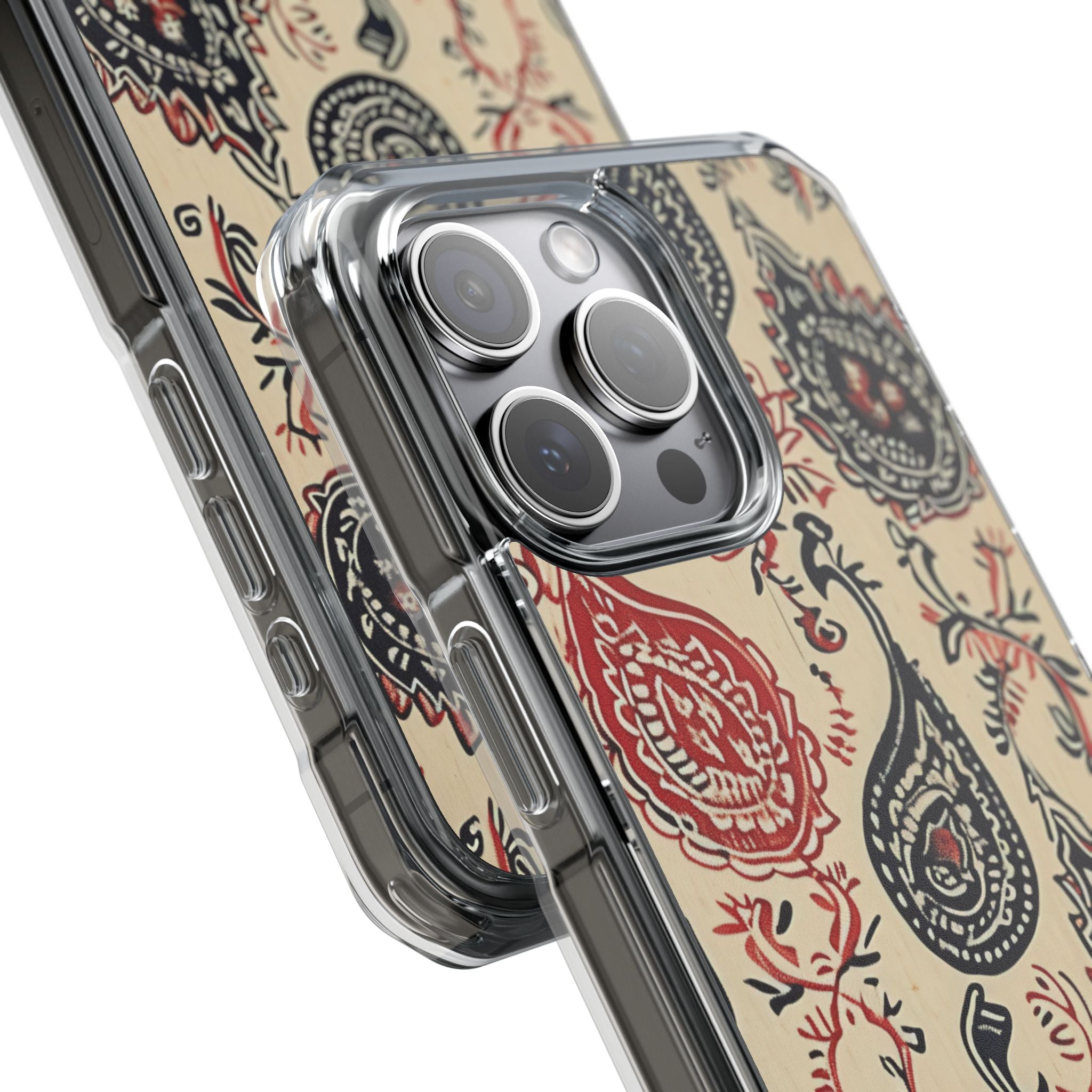 Navy Paisley Swirl iPhone 15 - Impact Clear+