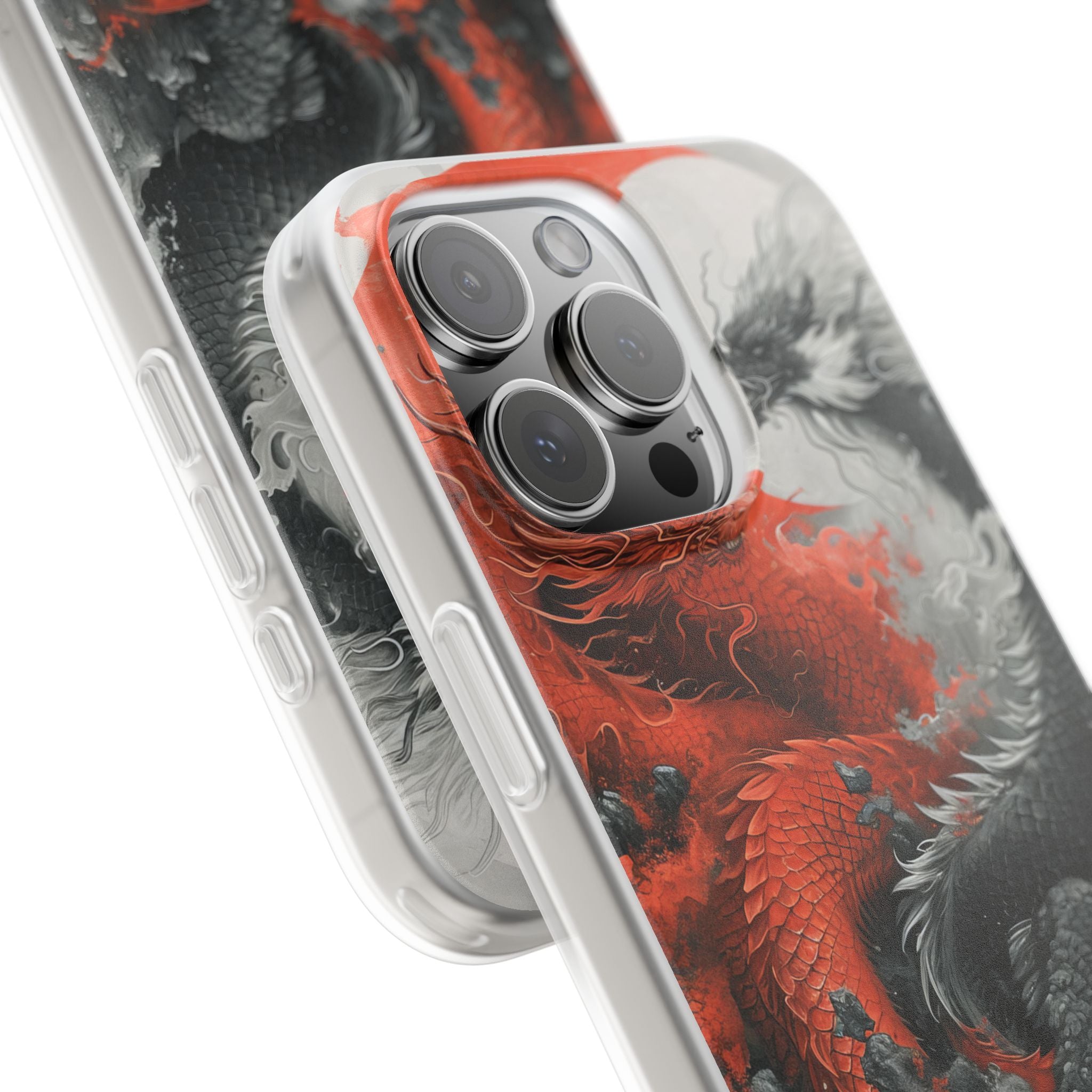 Twin Dragons Crimson iPhone 16 Pro Max Case - Soft