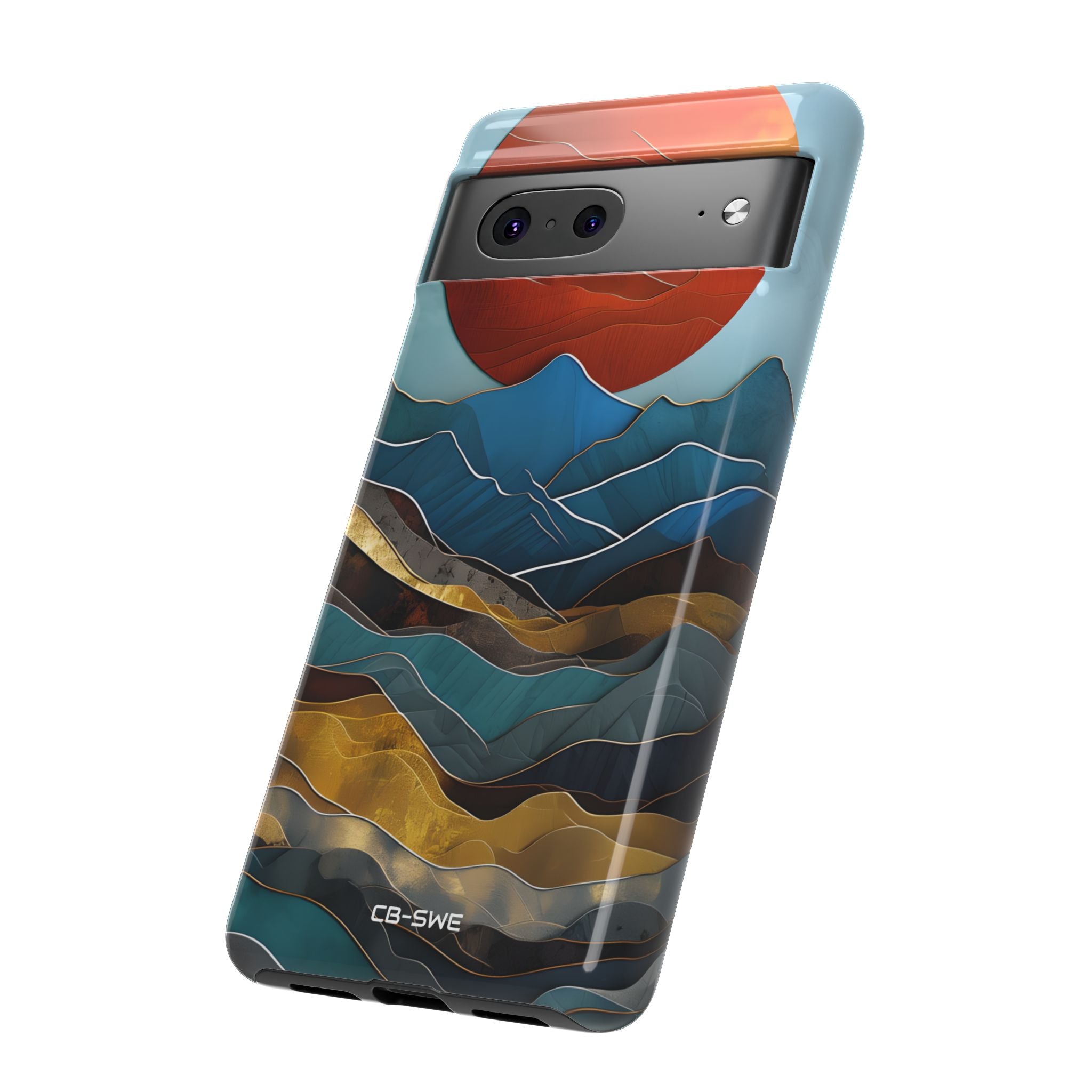 Sunset Geometry Waves - Google Pixel Case