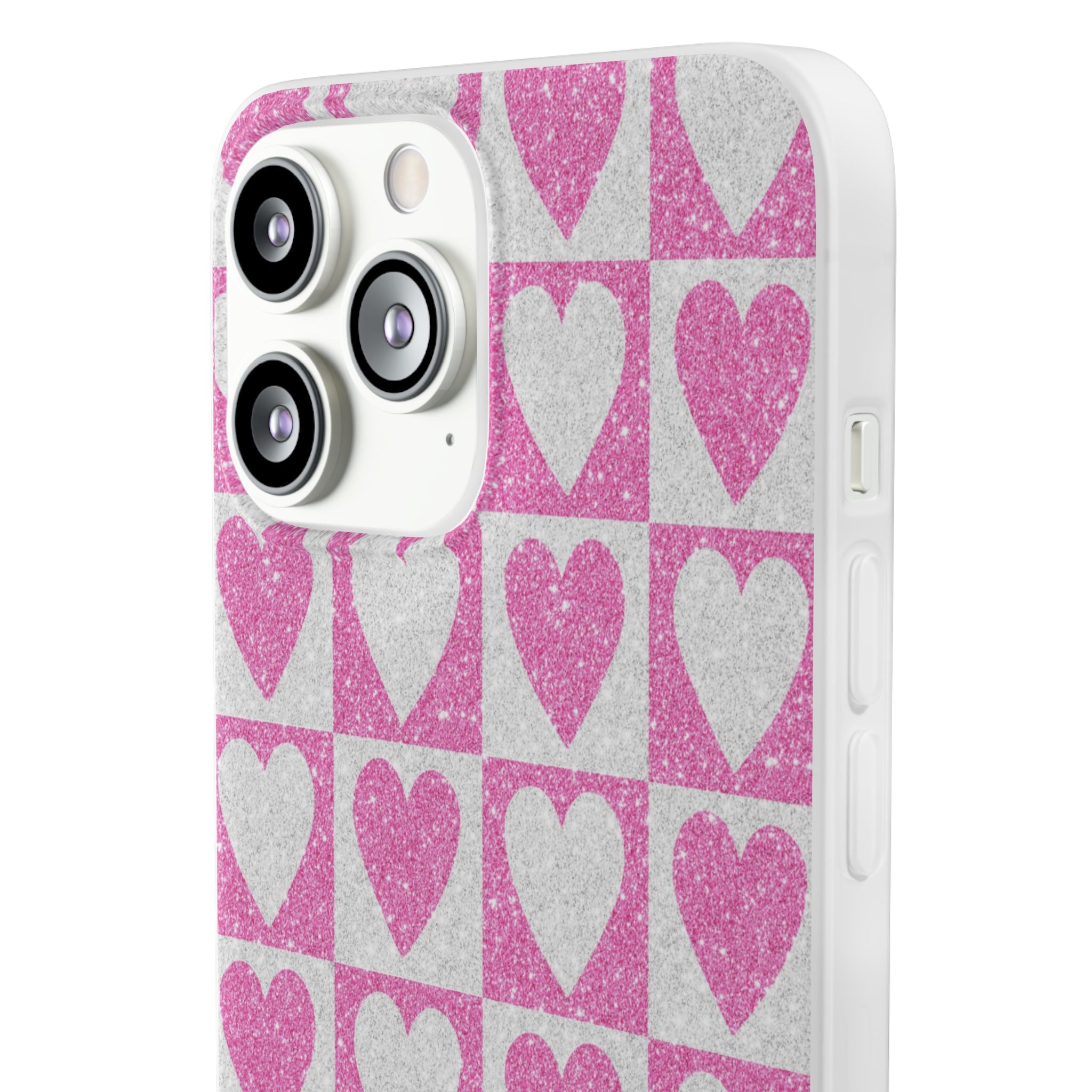 Glitter Heart Grid iPhone 13 Pro Max - Soft