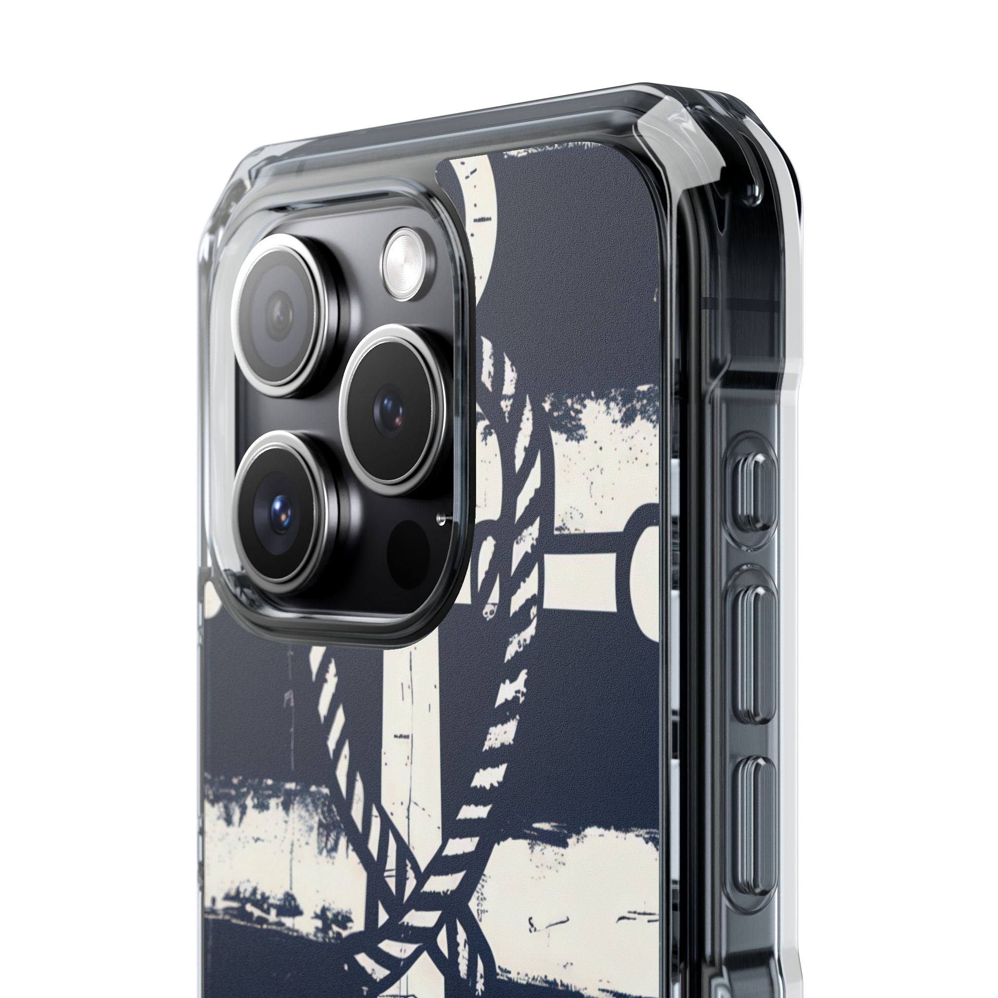 Navy Anchor Stripes iPhone 15 - Impact Clear+