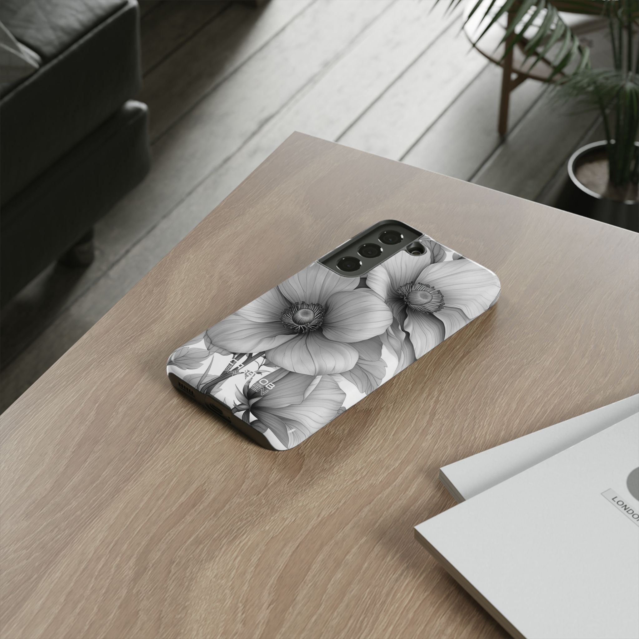 Grayscale Floral Harmony Samsung S22 - Tough