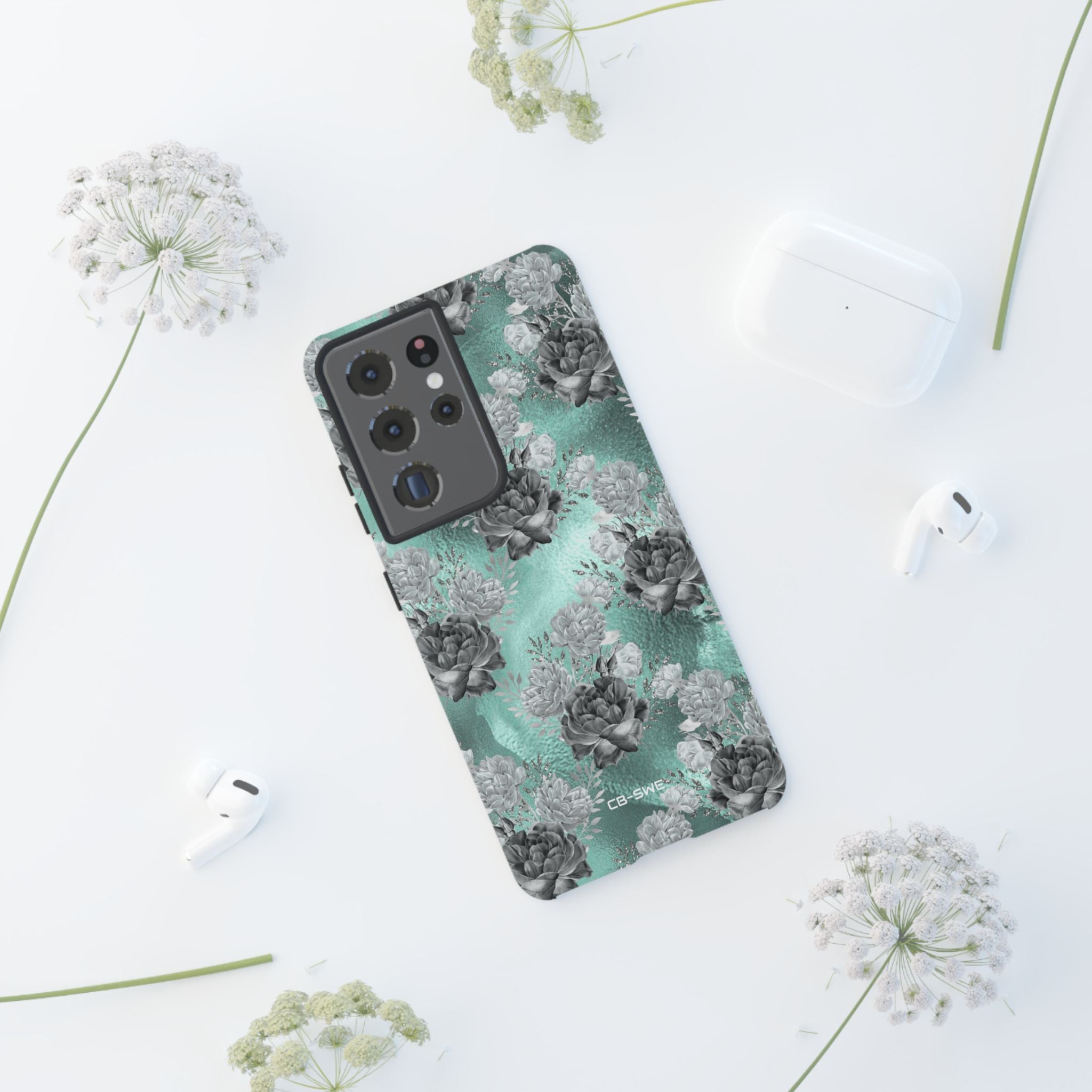 Teal Floral Elegance - Samsung Case