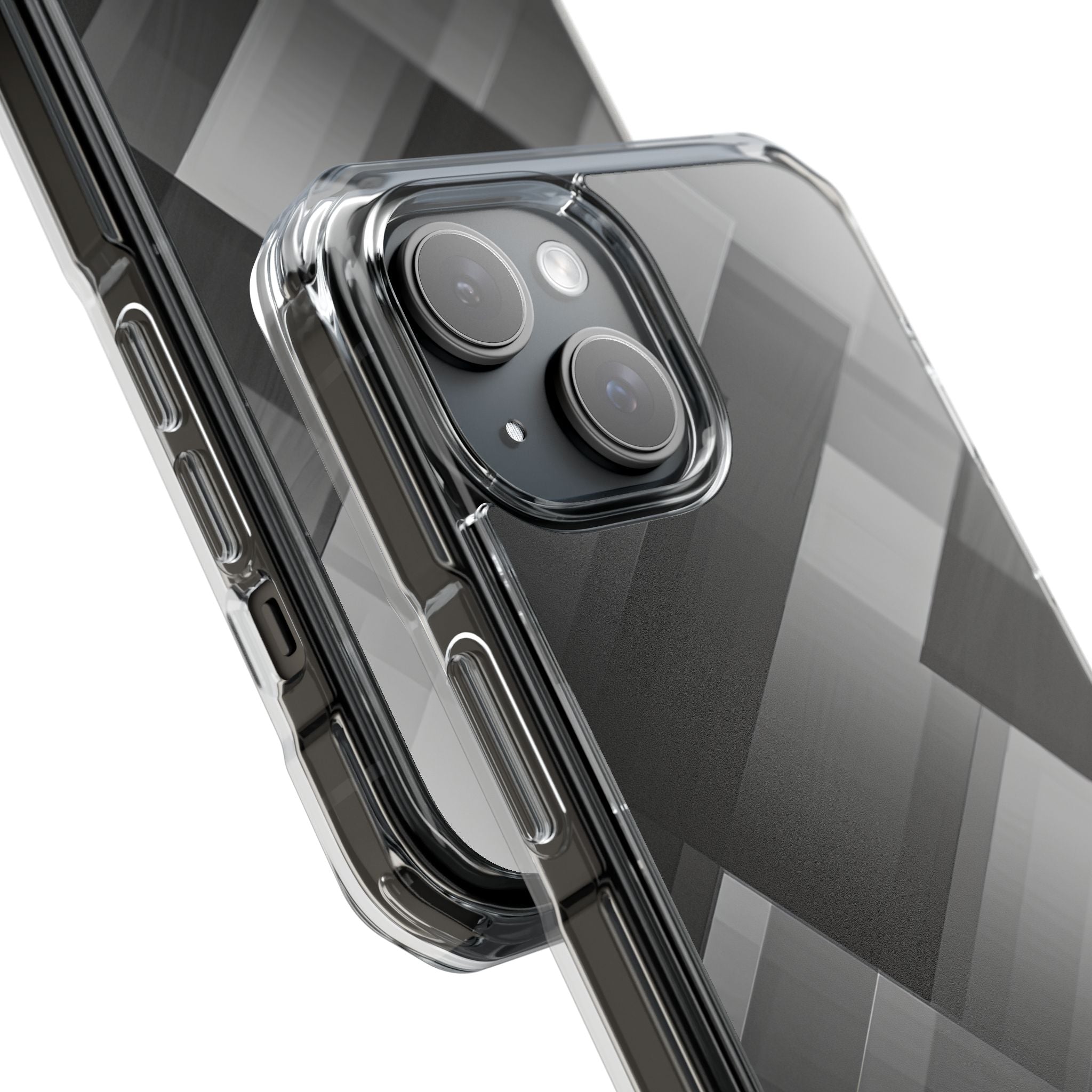 Grayscale Geometric Layers iPhone 15 - Impact Clear+